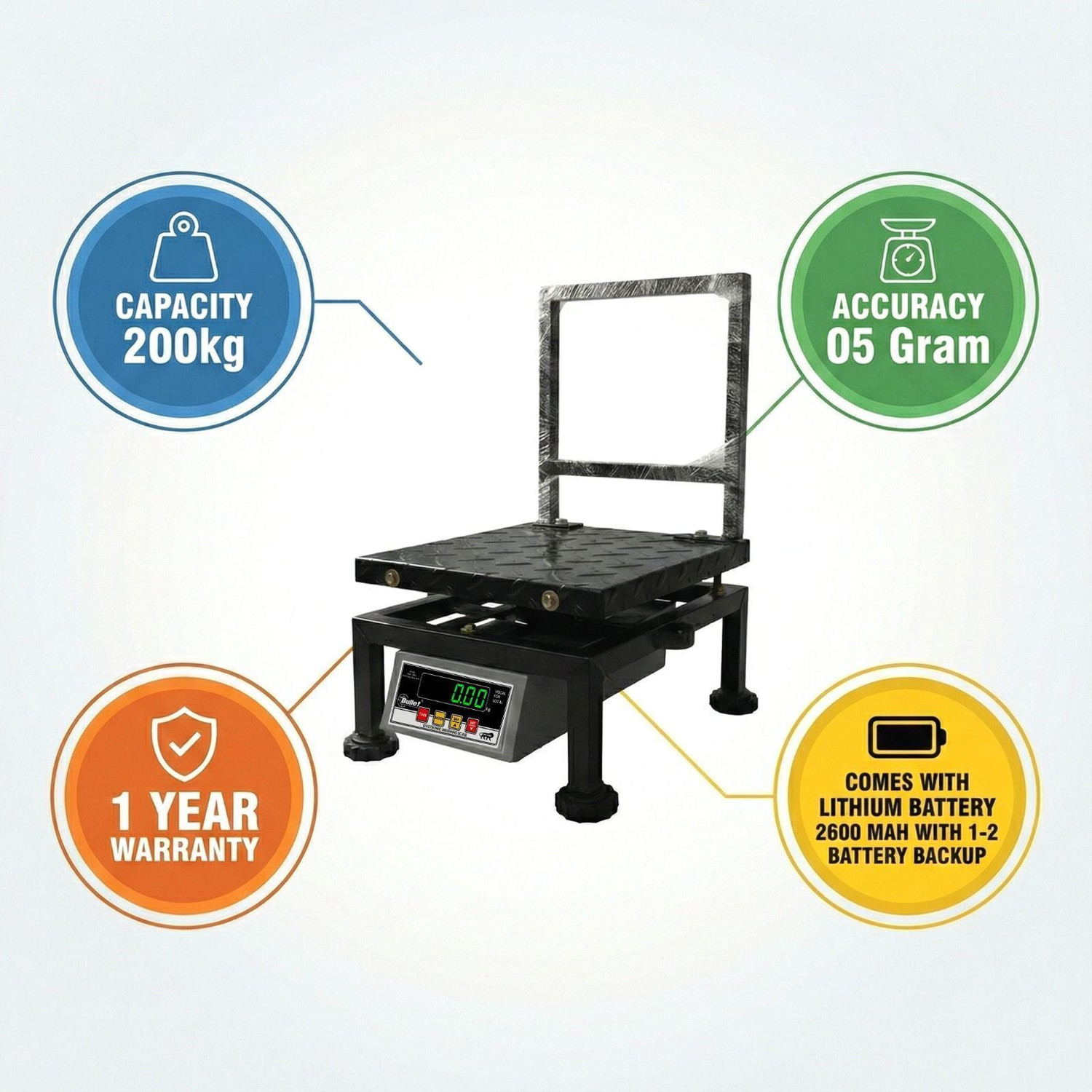 Image of Costco Bullet 200kg, 5g Accuracy Dual Display (Front & Back) Heavy-Duty Digital Weighing Scale