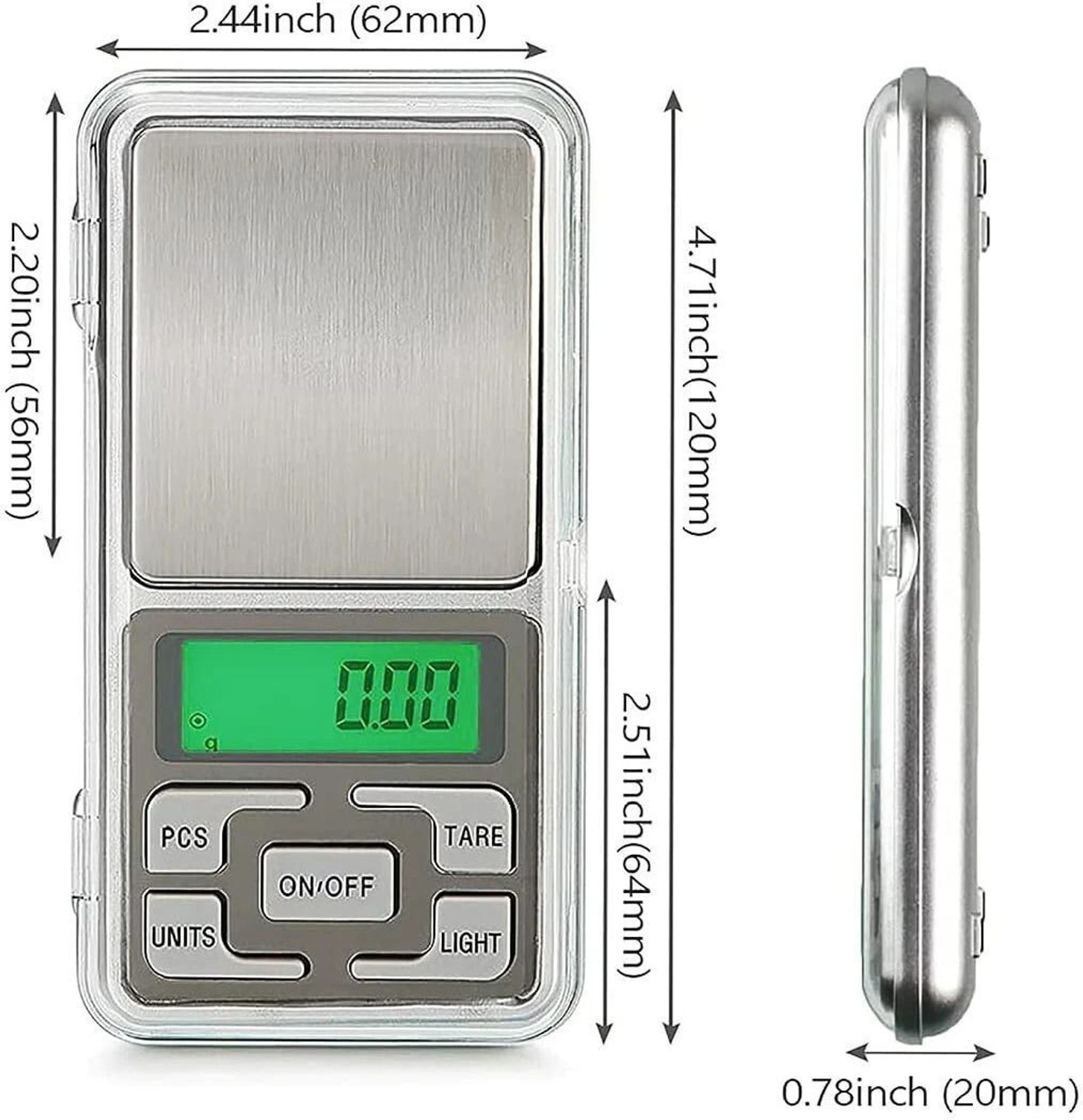 Image of MCP Healthcare Electronic Digital Pocket Style Multi Measure Units Scale Weighing Scale (Silver)