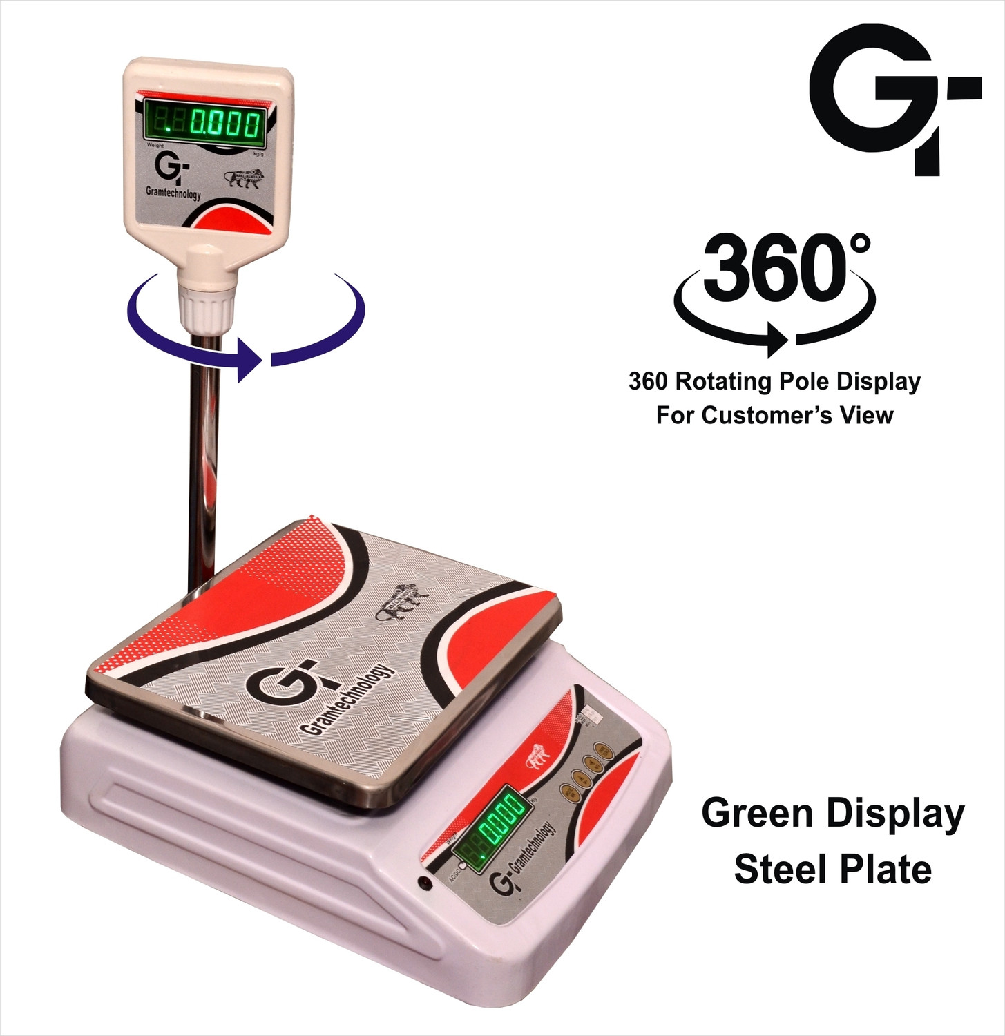 Image of GRAMTECHNOLOGY GT Scale Capacity 50kg Pole Digital Weight Machine Table Top Weighing for Shop Weighing Scale (Multicolor)