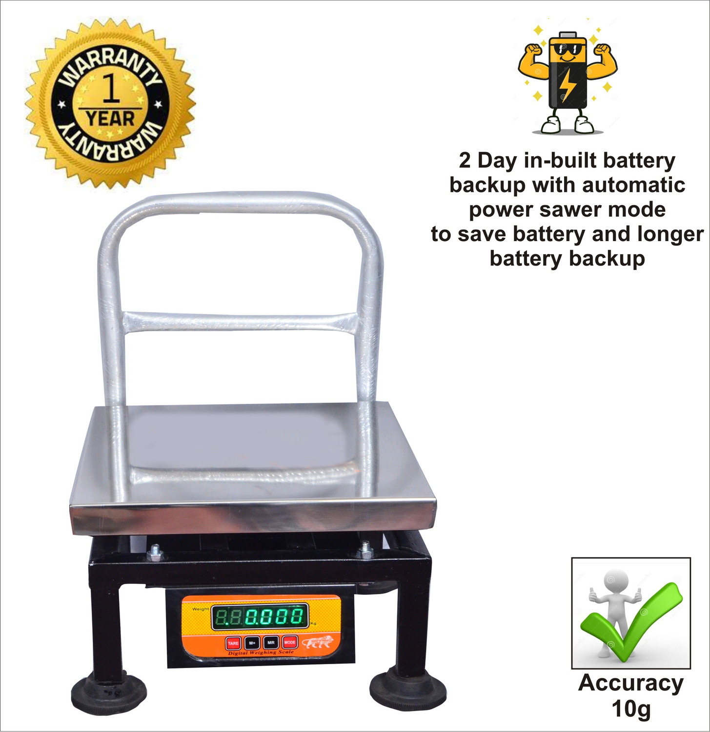 Image of GRAMTECHNOLOGY Digital Scale 100kg x 10g Weight Machine for Kirana, Factory & Vegetable shop Weighing Scale