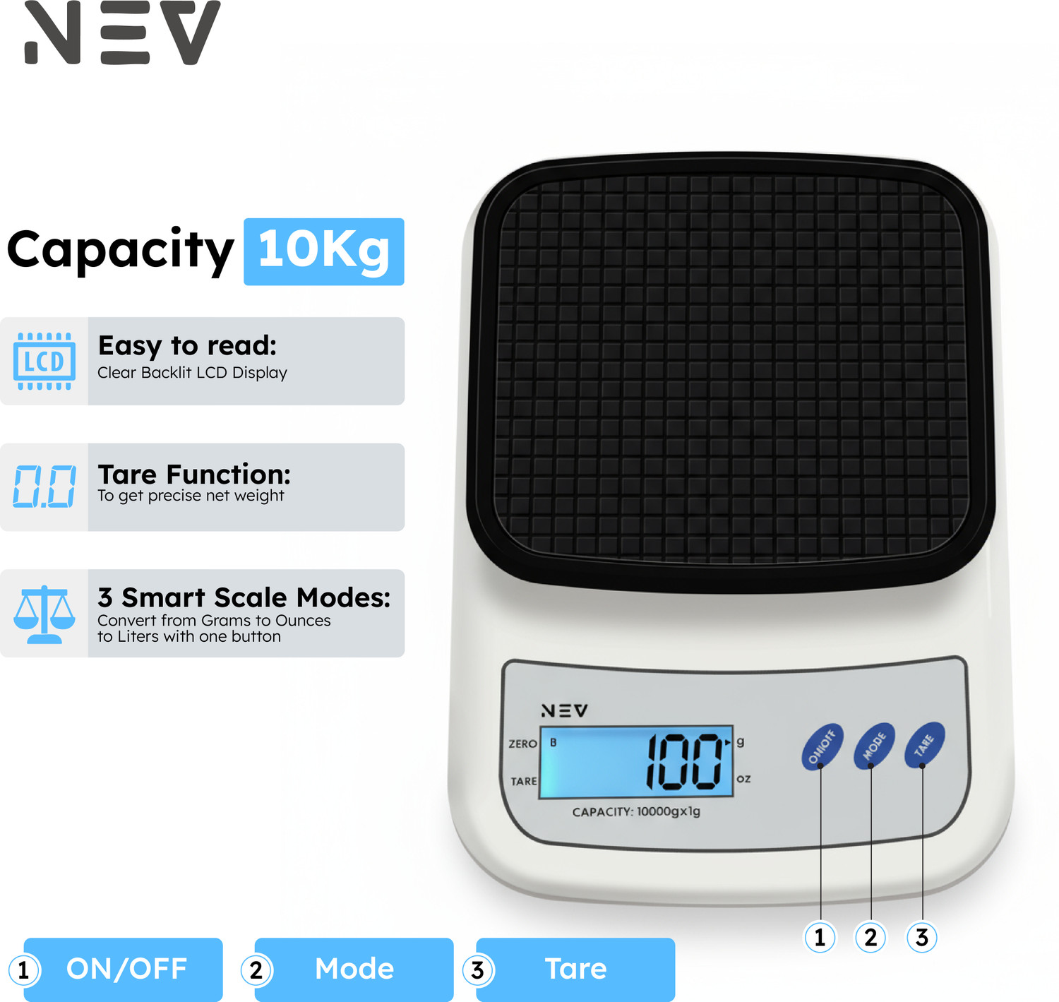 Image of Nev Preppo Kitchen Scale Weighing Scale (Black)