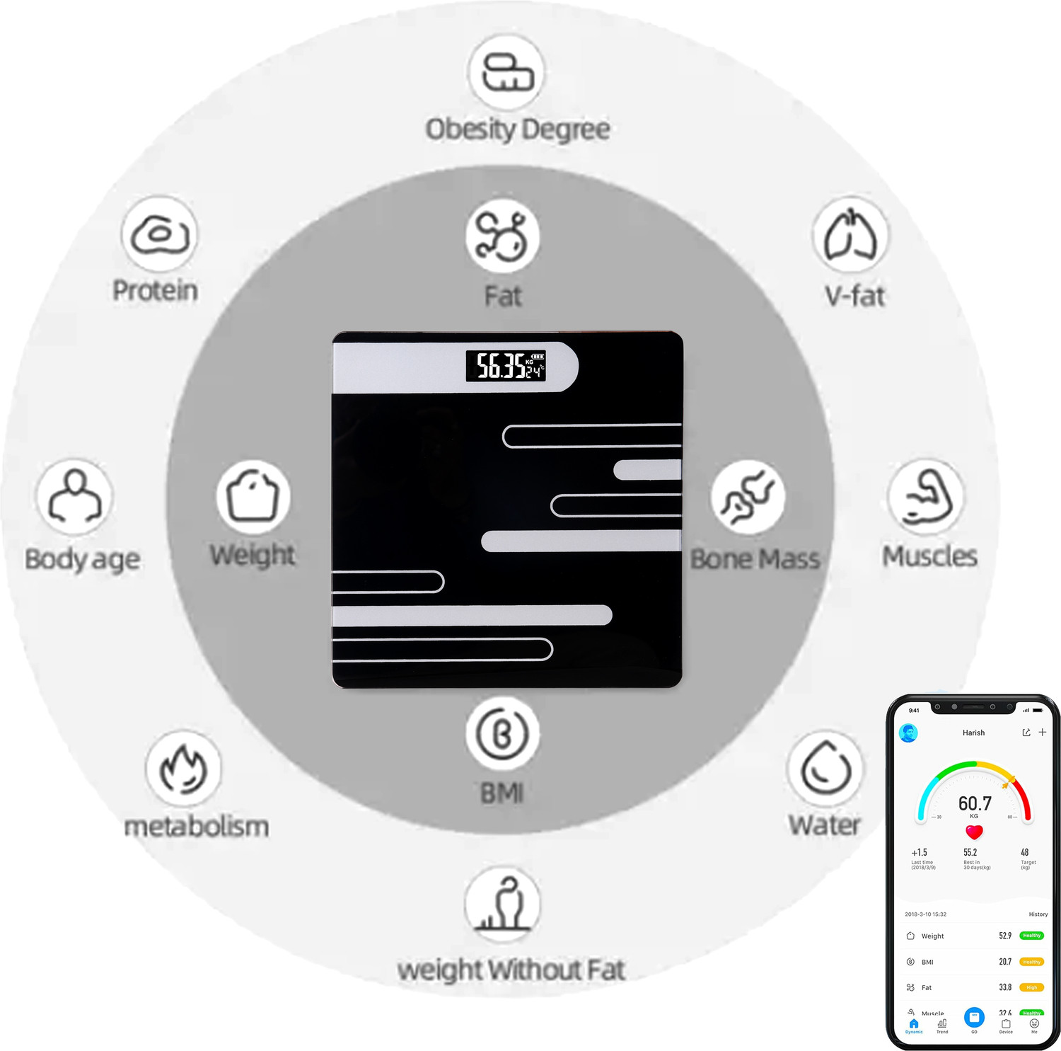 Image of CT-BDS Smart Body Analyzer Pro | 18 Metrics Bluetooth Digital Weighing Scale Weighing Scale