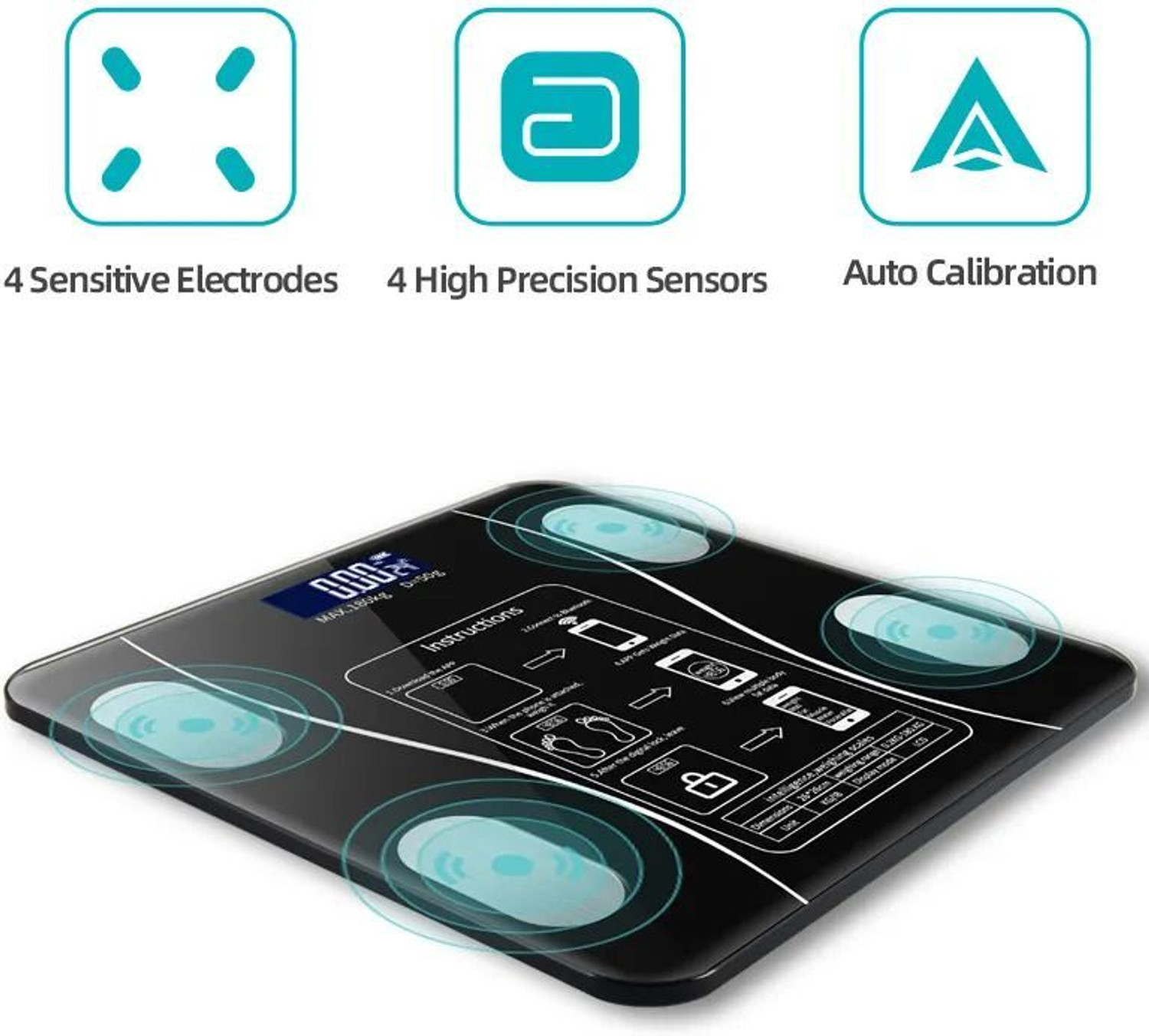 Image of CT-BDS Smart Connected Electronic Digital Weighing Scale / BMI Scale, Large LCD Display Weighing Scale