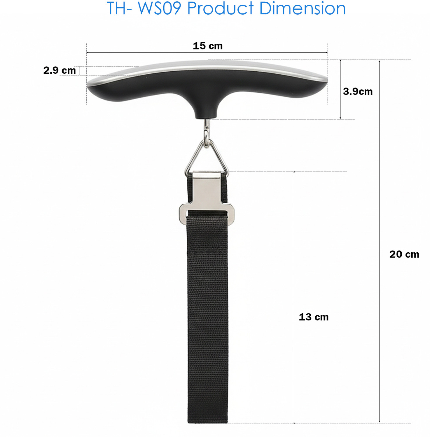 Image of tHemiStO TH-WS09 Digital Luggage Scale with Tare and Hold Function, Max. weight = 50kg Weighing Scale