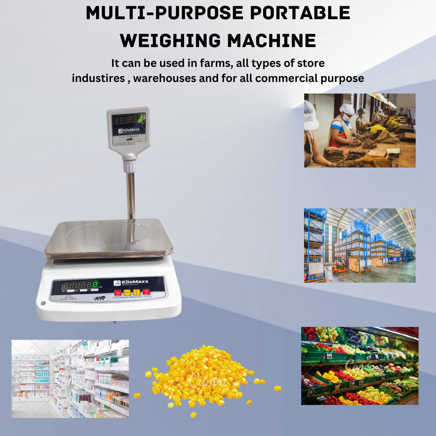 Image of KiloMaxx KM-10, 30Kg With Front and Pole Display For Shop Kirana Industrial Uses Weighing Scale