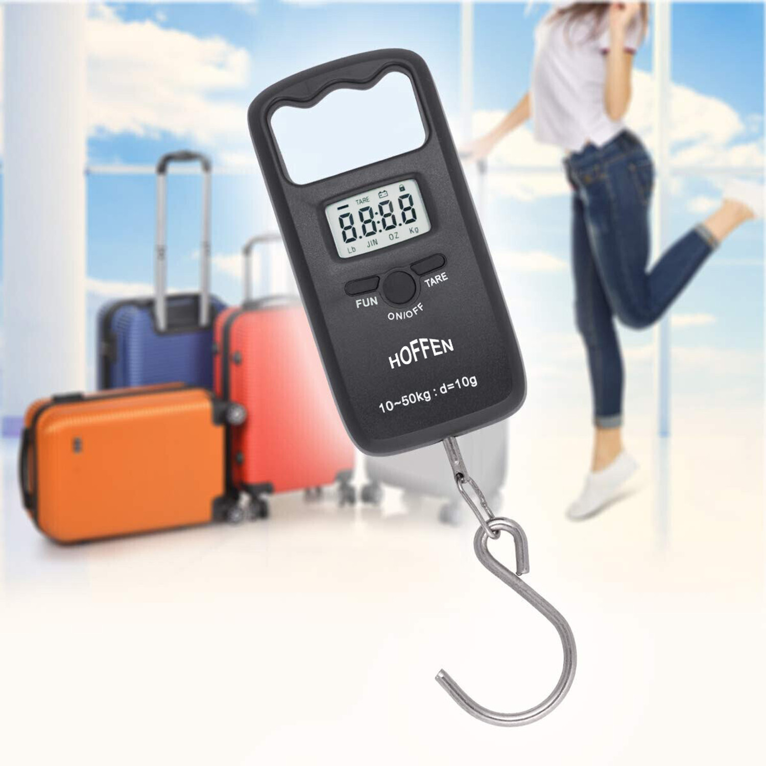 Image of HOFFEN Luggage Weight Machine For Home Use, suitcase and bag for flight and travel Weighing Scale (Black)