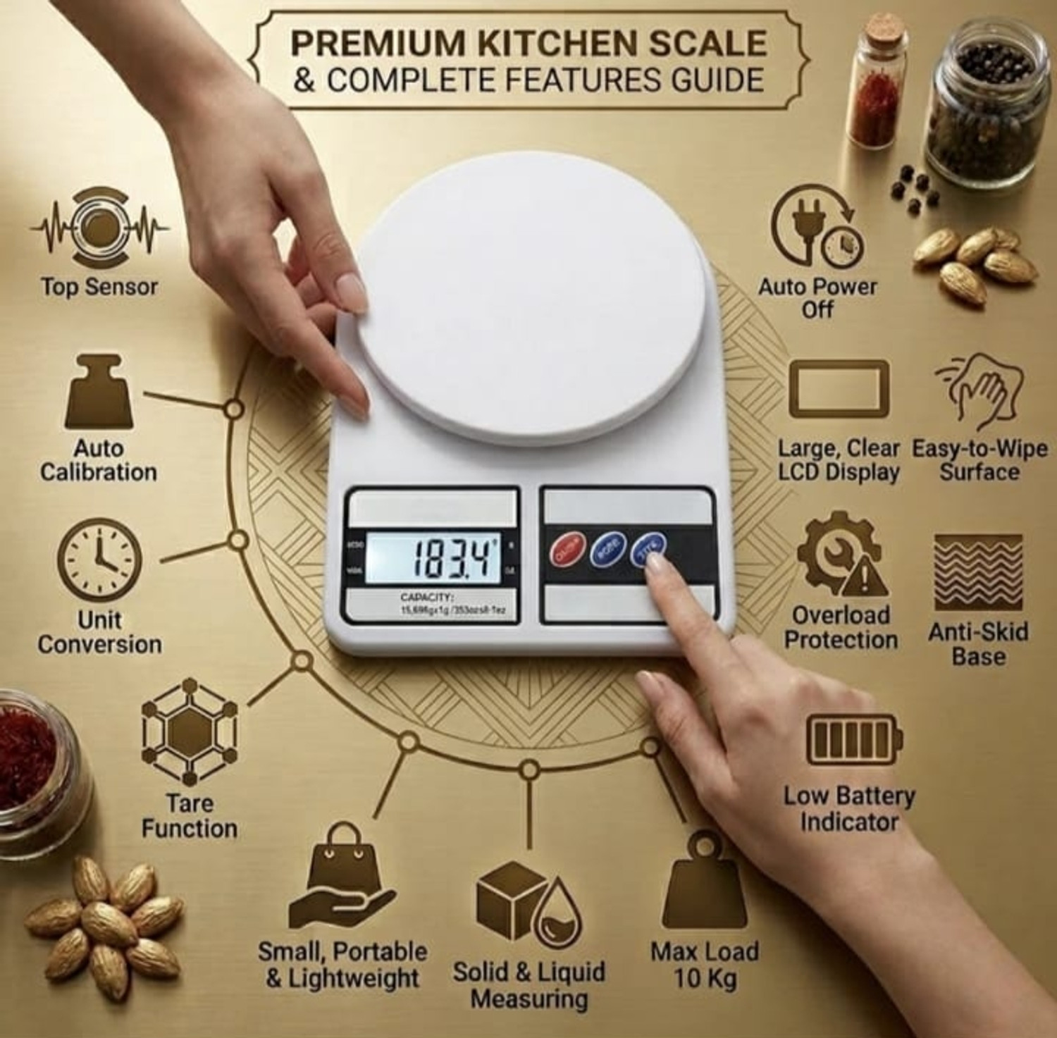Image of ELIGHTWAY MEDGEARS LCD WEIGHT MACHINE MULTIPURPOSE PORTABLE WEIGHING SCALE Balance Scale