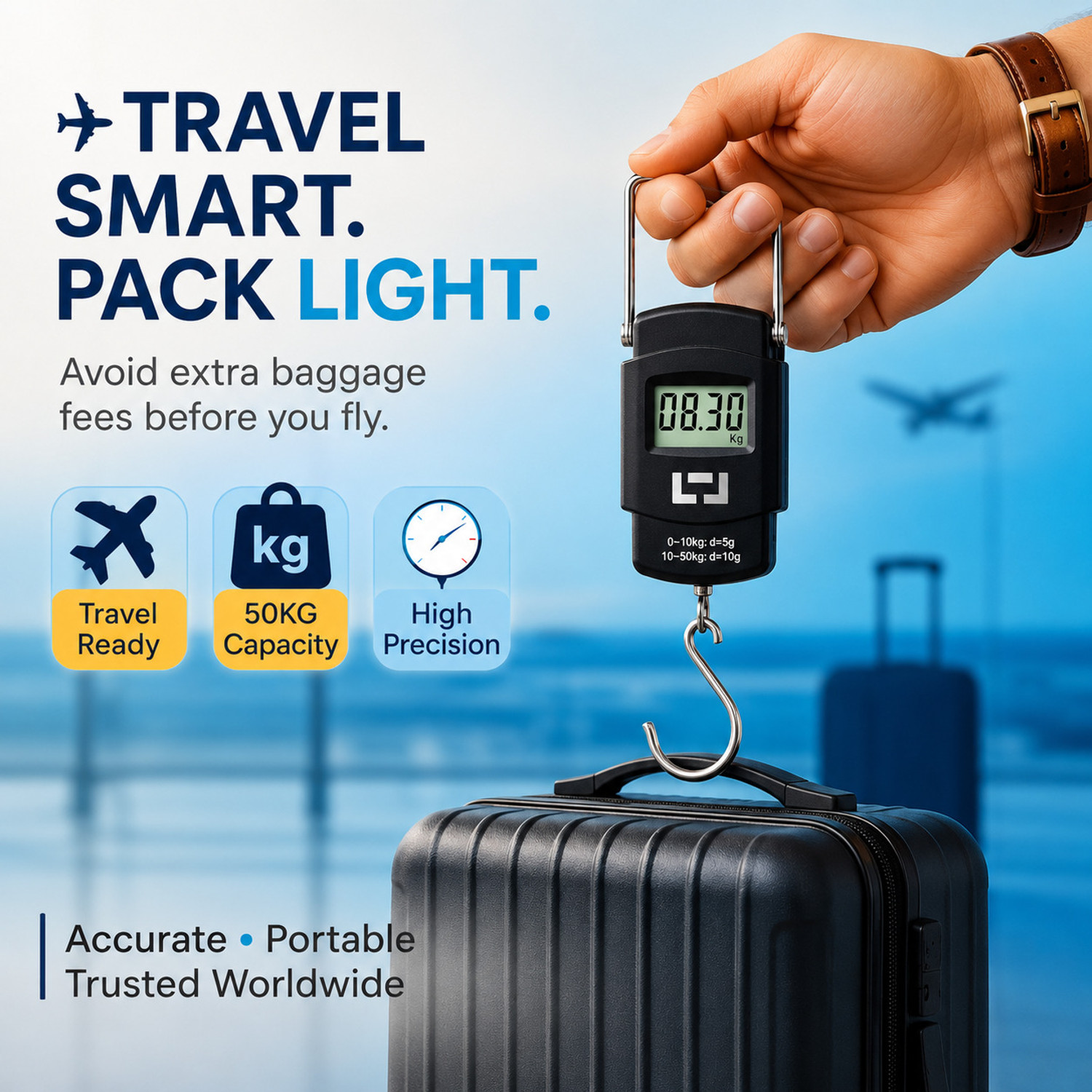 Image of Mahadi Digital Weighing Scale with Metal Hook-50 Kg Luggage Weighing Scale