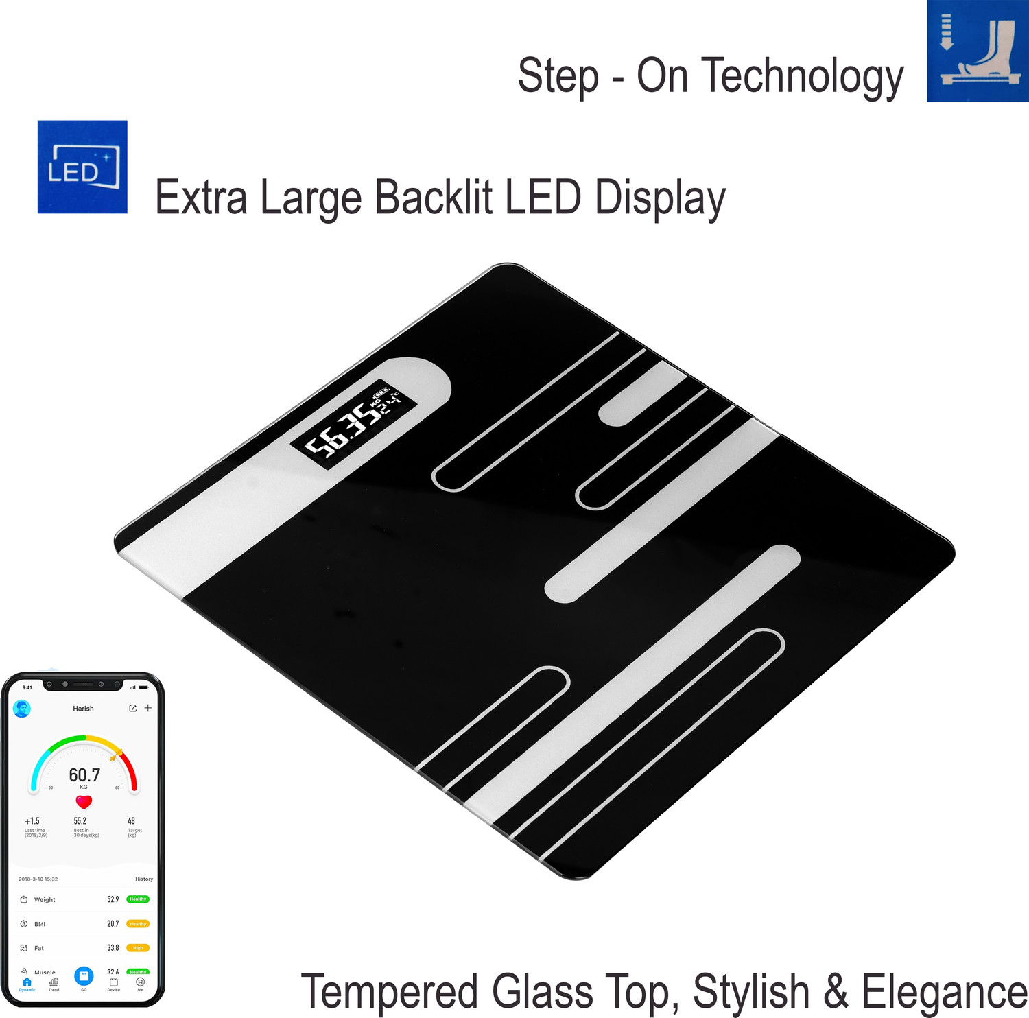 Image of CT-BDS Smart Body Analyzer Pro | 18 Metrics Bluetooth Digital Weighing Scale Weighing Scale