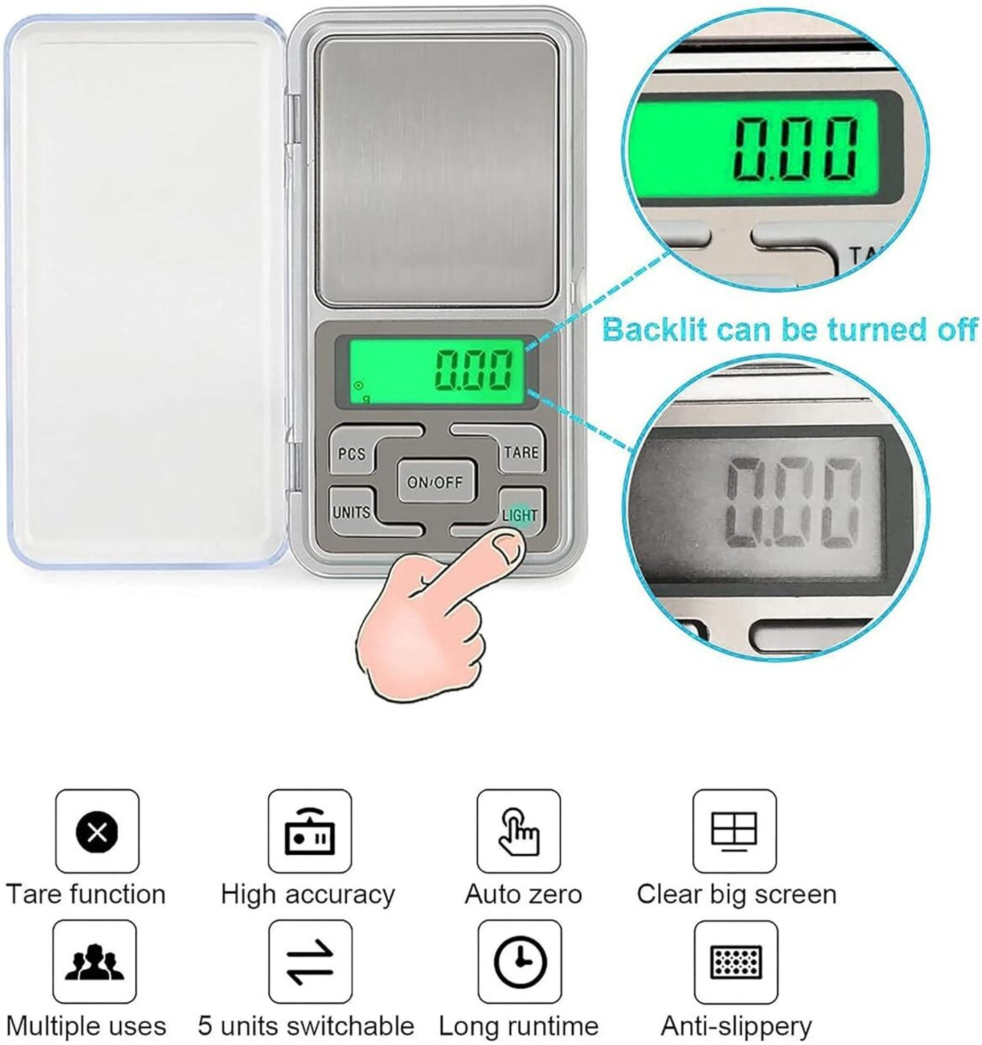Image of Sai Portable Digital Jewelry Weighing Scale with LCD Display High Precision Balance Scale