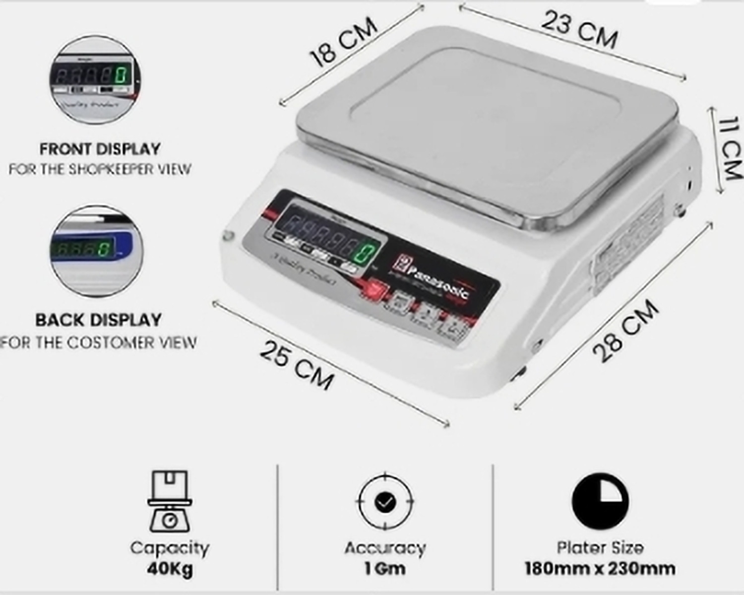 Image of Costco Weigh Pana 40kg Dual Display for all type of Shops Primium Weighing Scale
