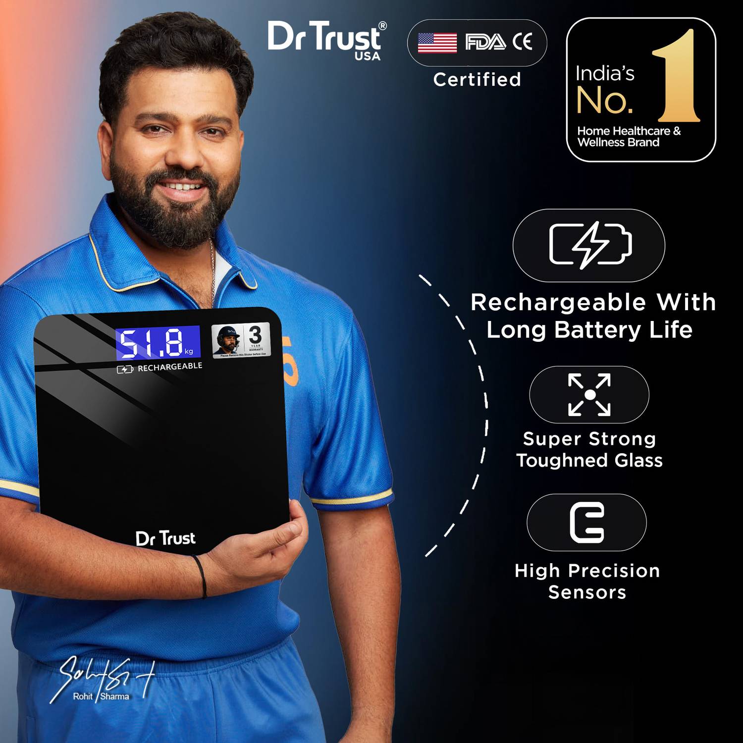 Dr Trust Zen Rechargeable Digital Personal Weighing Scale - Image 2