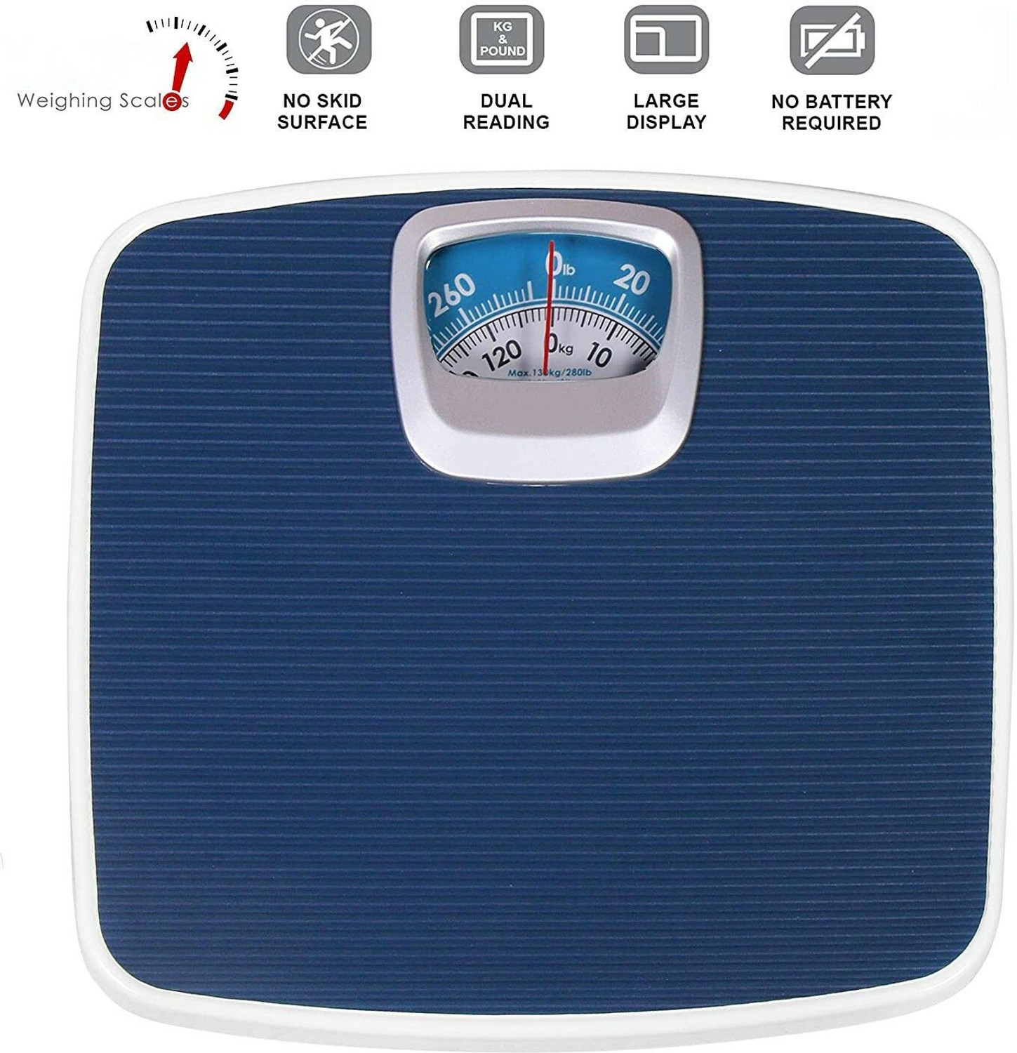 Image of ACU-CHECK Analog Weight Machine, Weight machine for Human Body, Weighing Scale-Blue-130Kg Weighing Scale