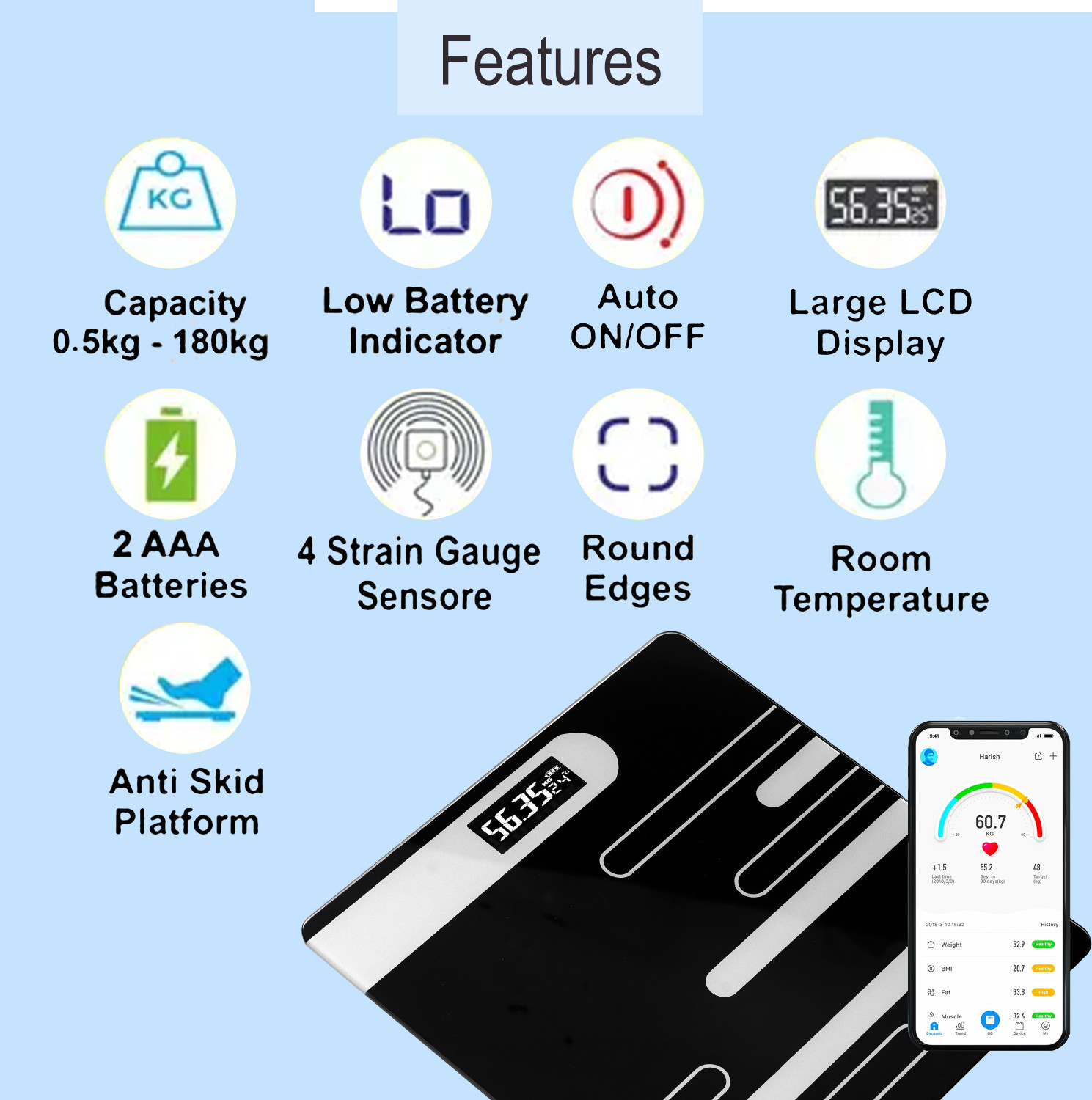 Image of CT-BDS Smart Body Analyzer Pro | 18 Metrics Bluetooth Digital Weighing Scale Weighing Scale