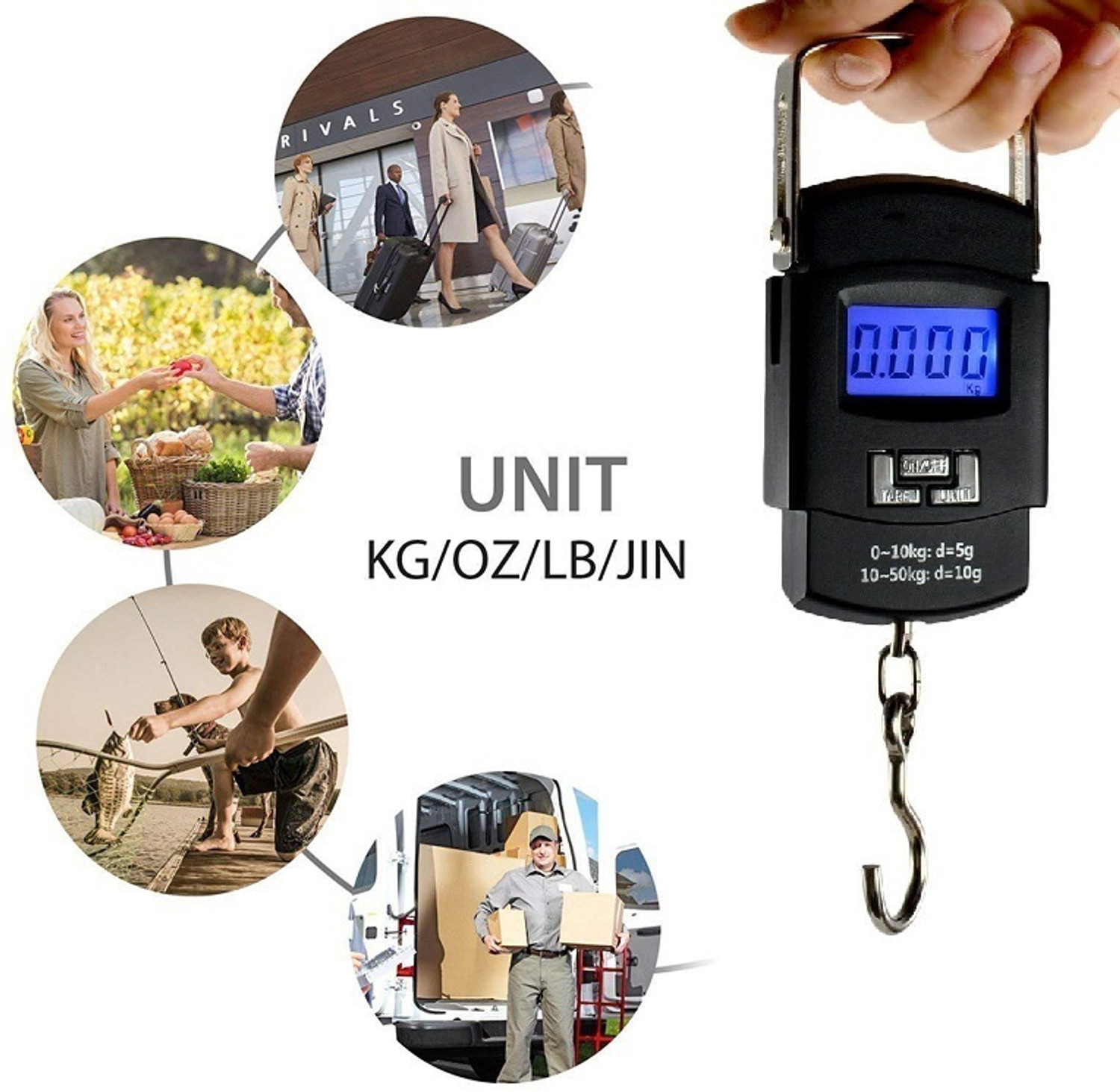 Image of Hanging 50Kg Portable Luggage Weight Machine Digital for Weighing Household Items Weighing Scale (Black)