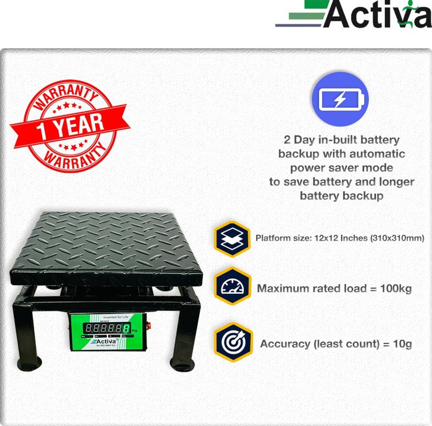 Image of ACTIVA 100kg weighing scale,Double display weight machine for shop,MS 10g accuracy Weighing Scale