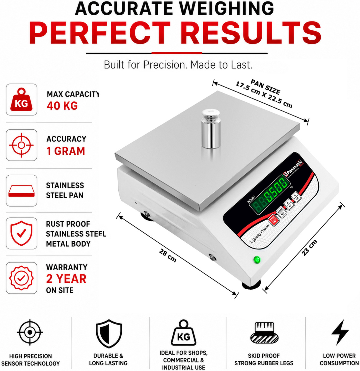 Image of Costco PAN-40K,40Kg with High Frequency Sensor Display for All Kirana & Vegetable shop Weighing Scale (White, Grey, Black, Red)