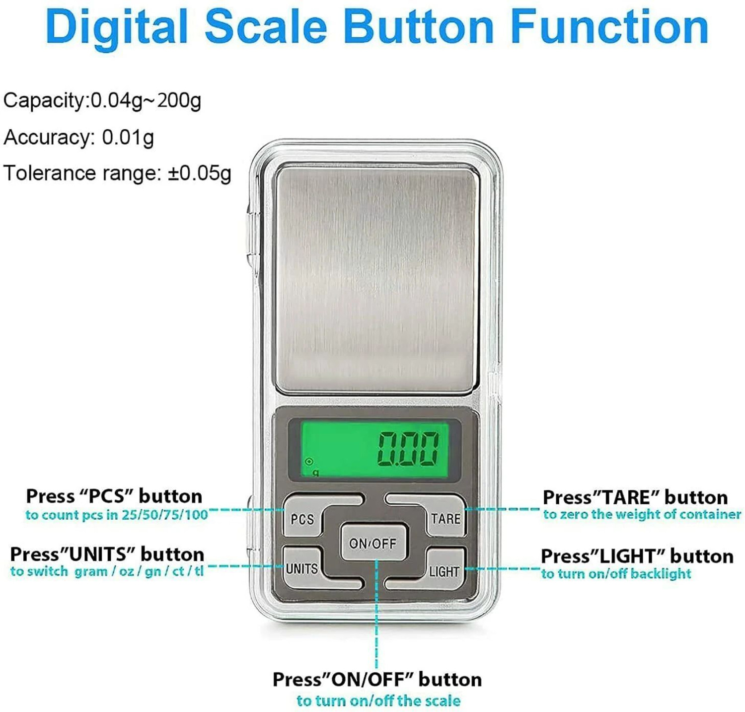 Image of MCP Healthcare Electronic Digital Pocket Style Multi Measure Units Scale Weighing Scale (Silver)