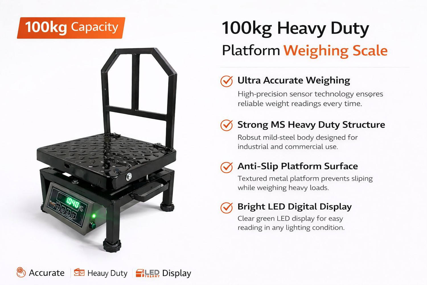 Image of monet 100kg 12*12 inches High Precision; Heavy Duty ; 2 Days Battery Backup Weighing Scale