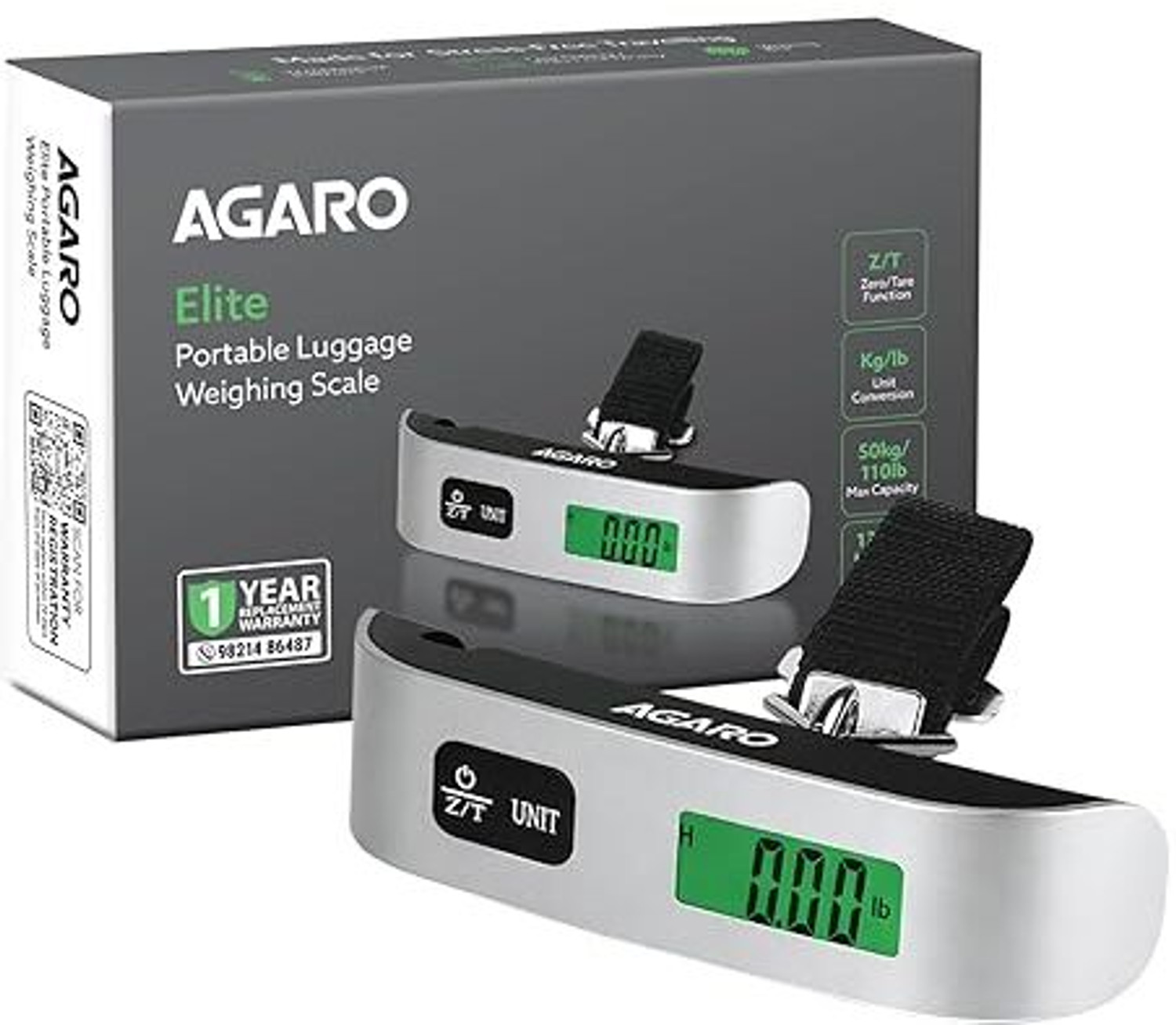 Image of AGARO Elite Portable Luggage Weighing Scale 50kg LCD Travel Scale Weighing Scale