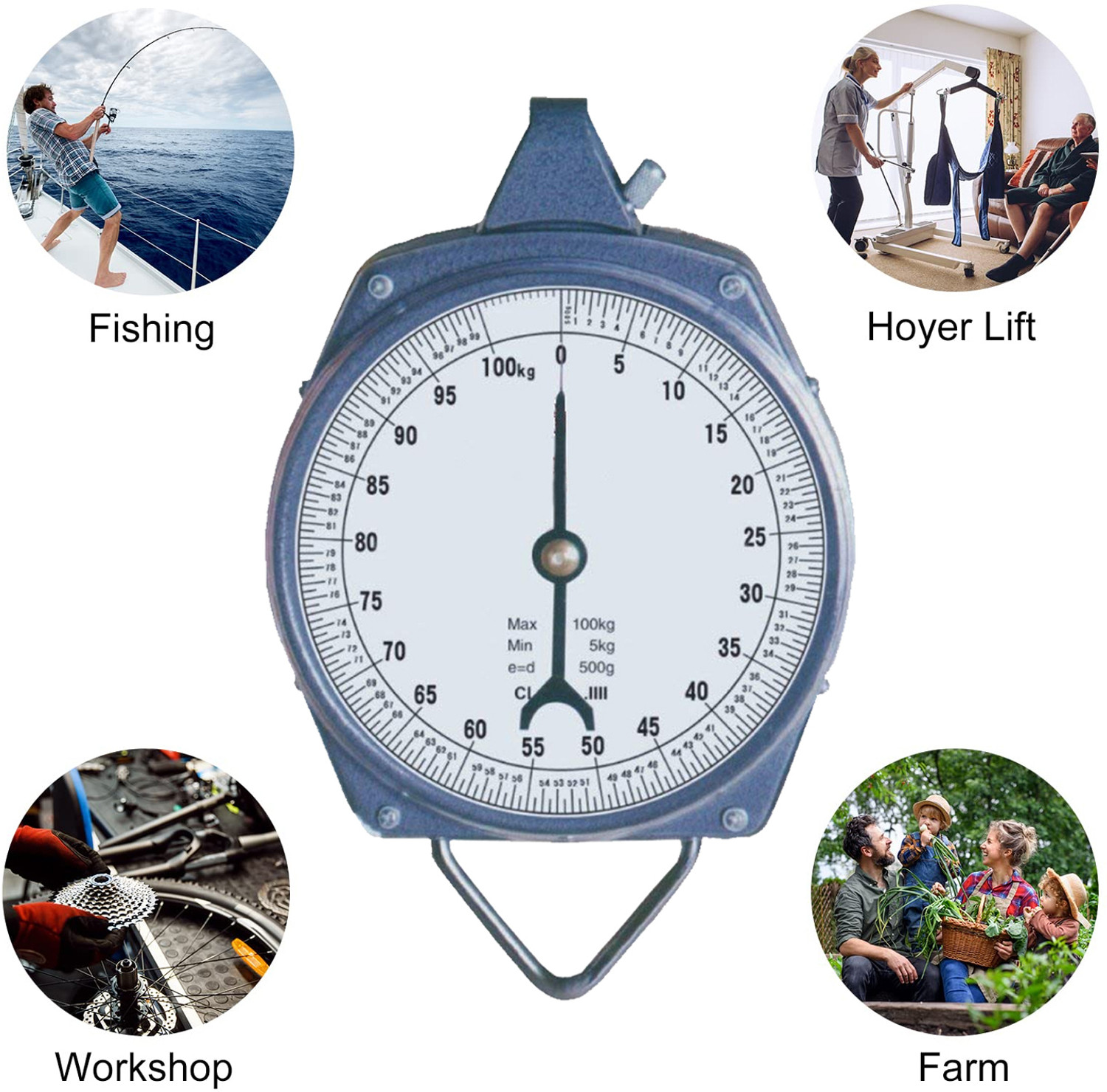 Image of Funkydeal Manual 100Kg Weight Scale Machine /Kata Hanging Scale /Commercial Weighing Scale (Grey)