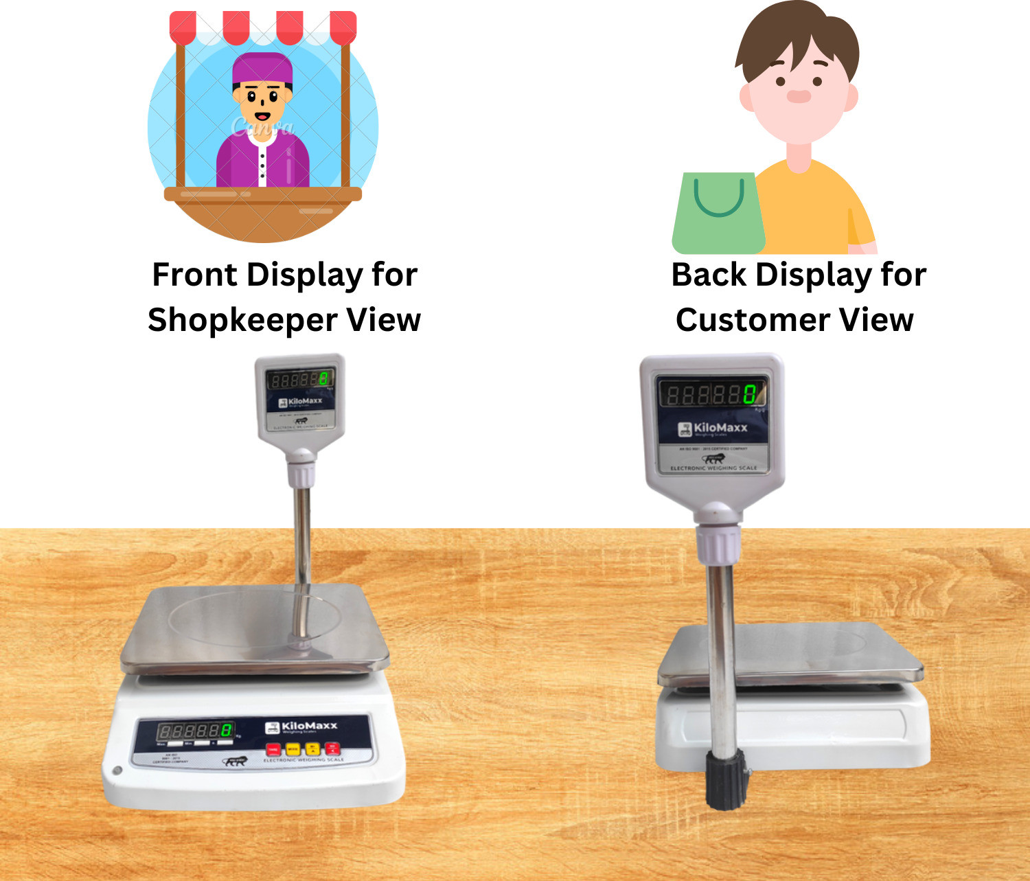 Image of KiloMaxx KM-10, 30Kg With Front and Pole Display For Shop Kirana Industrial Uses Weighing Scale