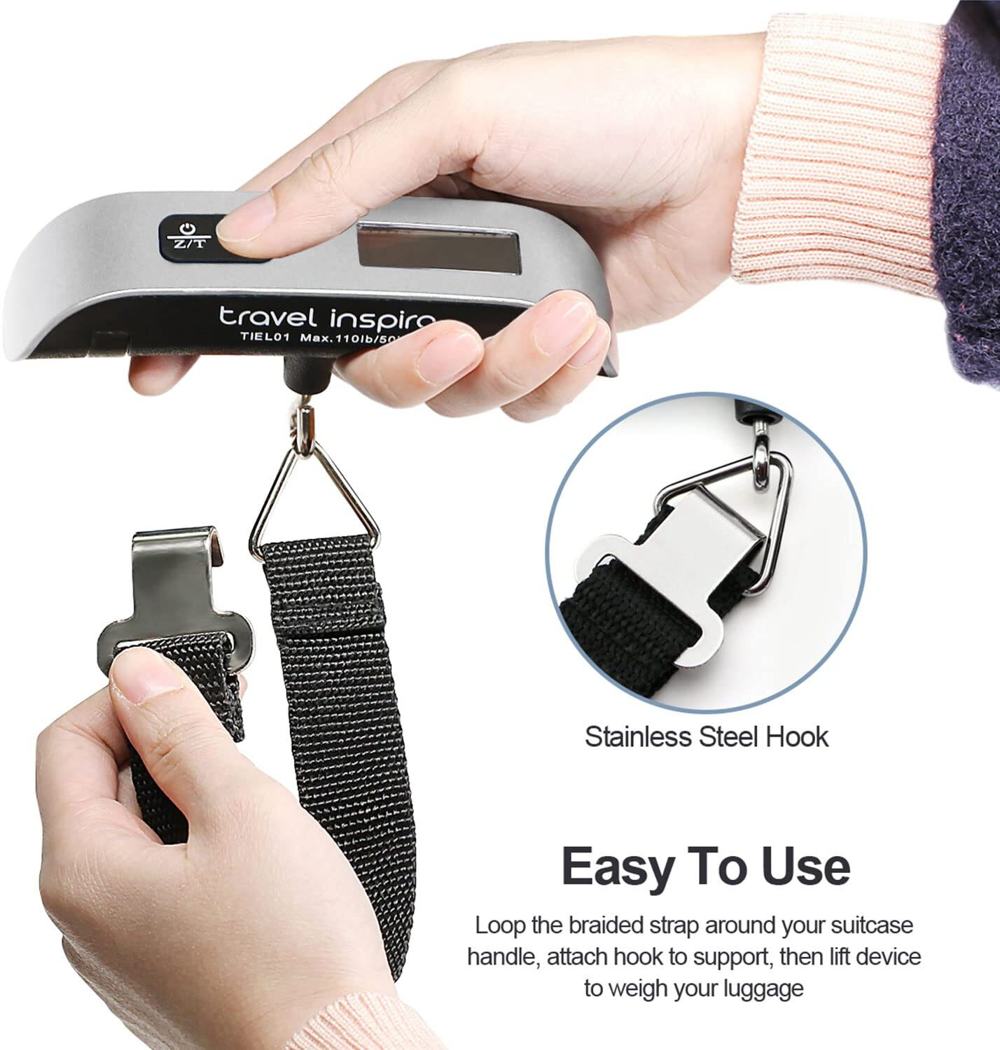 Image of Shopping & Mart Luggage Scale, Portable Digital Hanging Baggage Suitcase Scale for Battery Inclu Weighing Scale