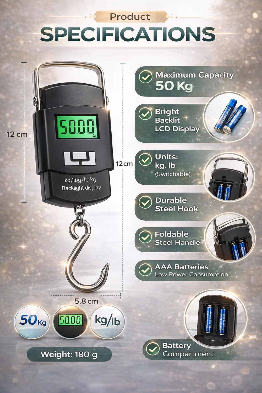 Image of KAMOZO 50 Kg Digital Hanging Weighing Scale Weighing Scale