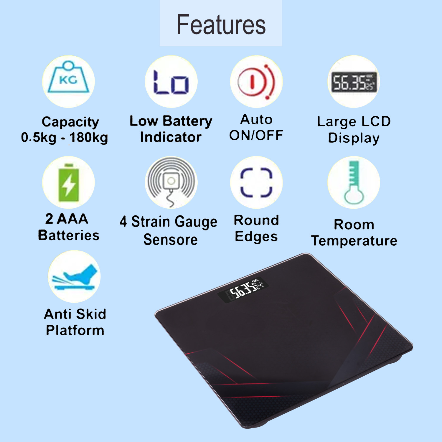 Image of CT-BDS Electronic Digital Premium Personal Bathroom Weight Machine For Human-upto 180kg Weighing Scale
