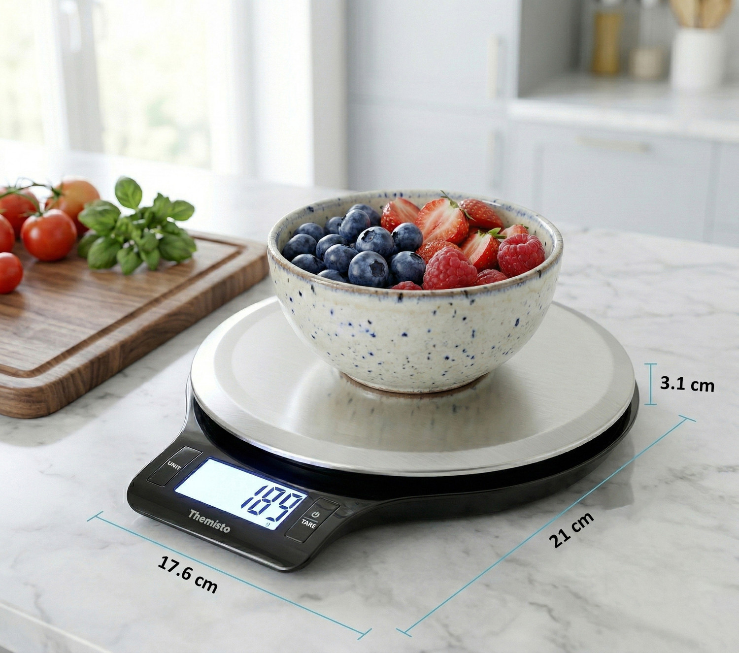 Image of tHemiStO TH-WS21 Stainless Steel | 5kg | Kitchen Weighing Scale