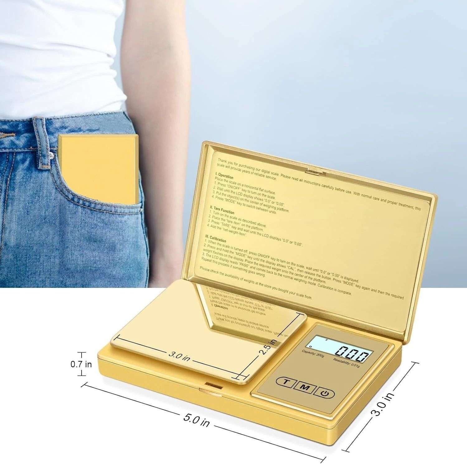 Image of CASON Digital Pocket Scale for Gold Jewellery,Mini Weighing Machine with 0.01G to 200G Weighing Scale
