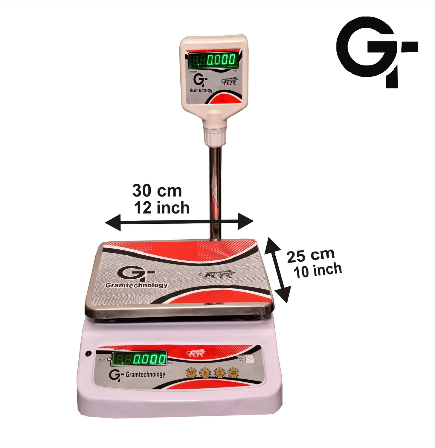 Image of GRAMTECHNOLOGY GT Scale Capacity 50kg Pole Digital Weight Machine Table Top Weighing for Shop Weighing Scale (Multicolor)