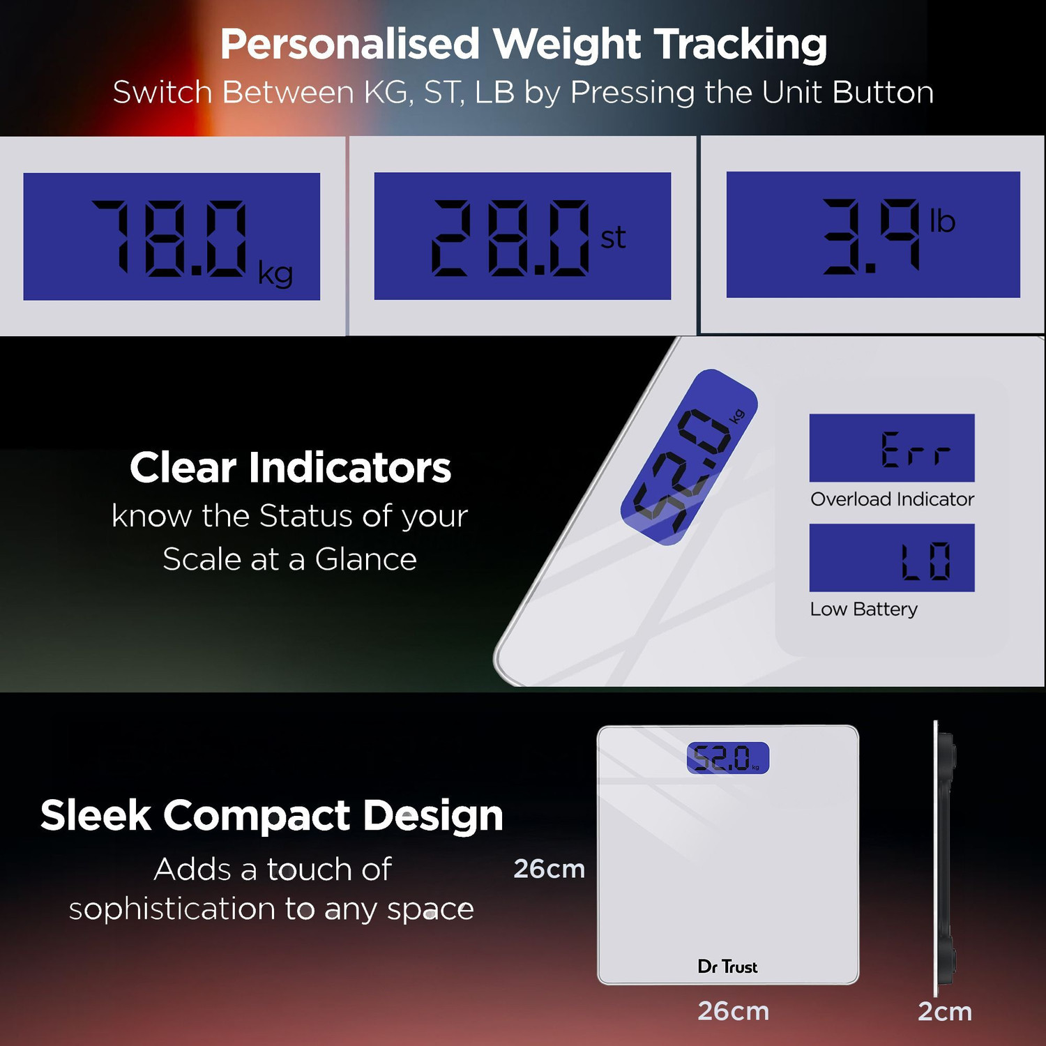 Image of Dr Trust (USA) Model 514 Elegance Personal Digital Electronic Body Weight Machine For Human Body 180Kg Capacity Weighing Scale