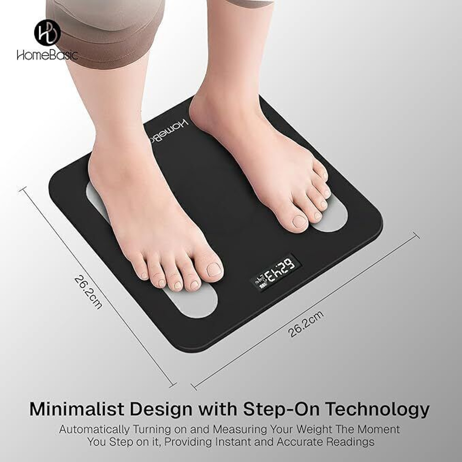 Image of HOMEBASIC Digital Body Weight Machine with LCD Display & 180kg Capacity, Auto On /Off Weighing Scale