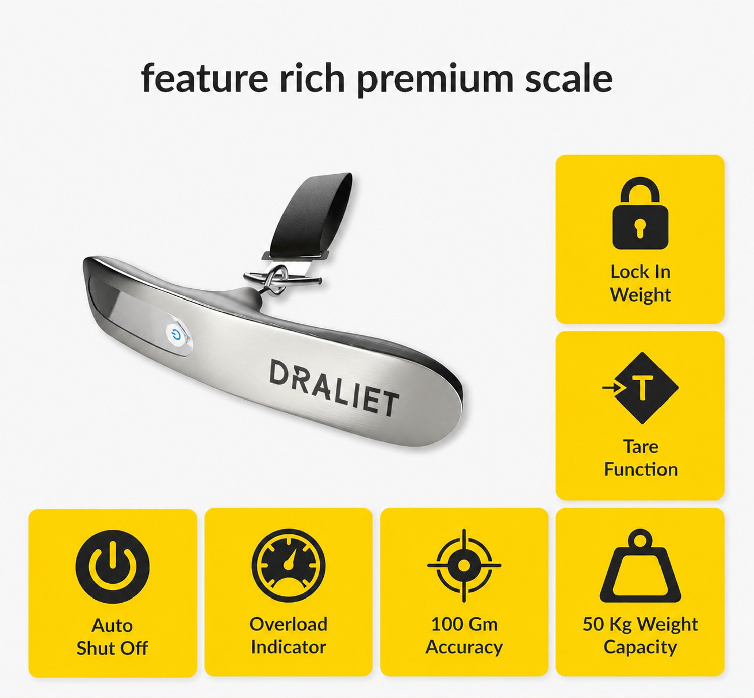 Image of DRALIET Weighing Scale for Luggage (Silver ELS) Weighing Scale