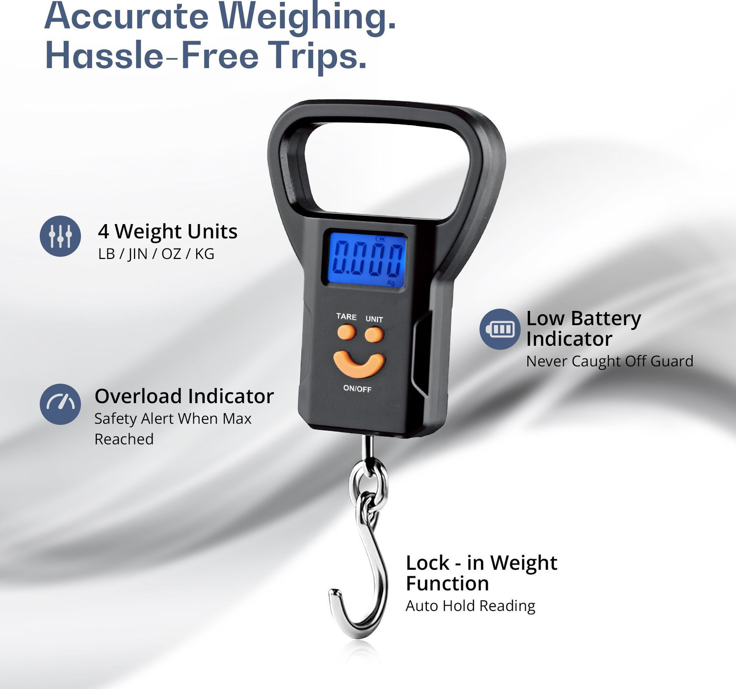 Image of iBELL LS520M Luggage Scale - Hook Type, LED Screen, Tare Function, Auto Power off, Weighing Scale
