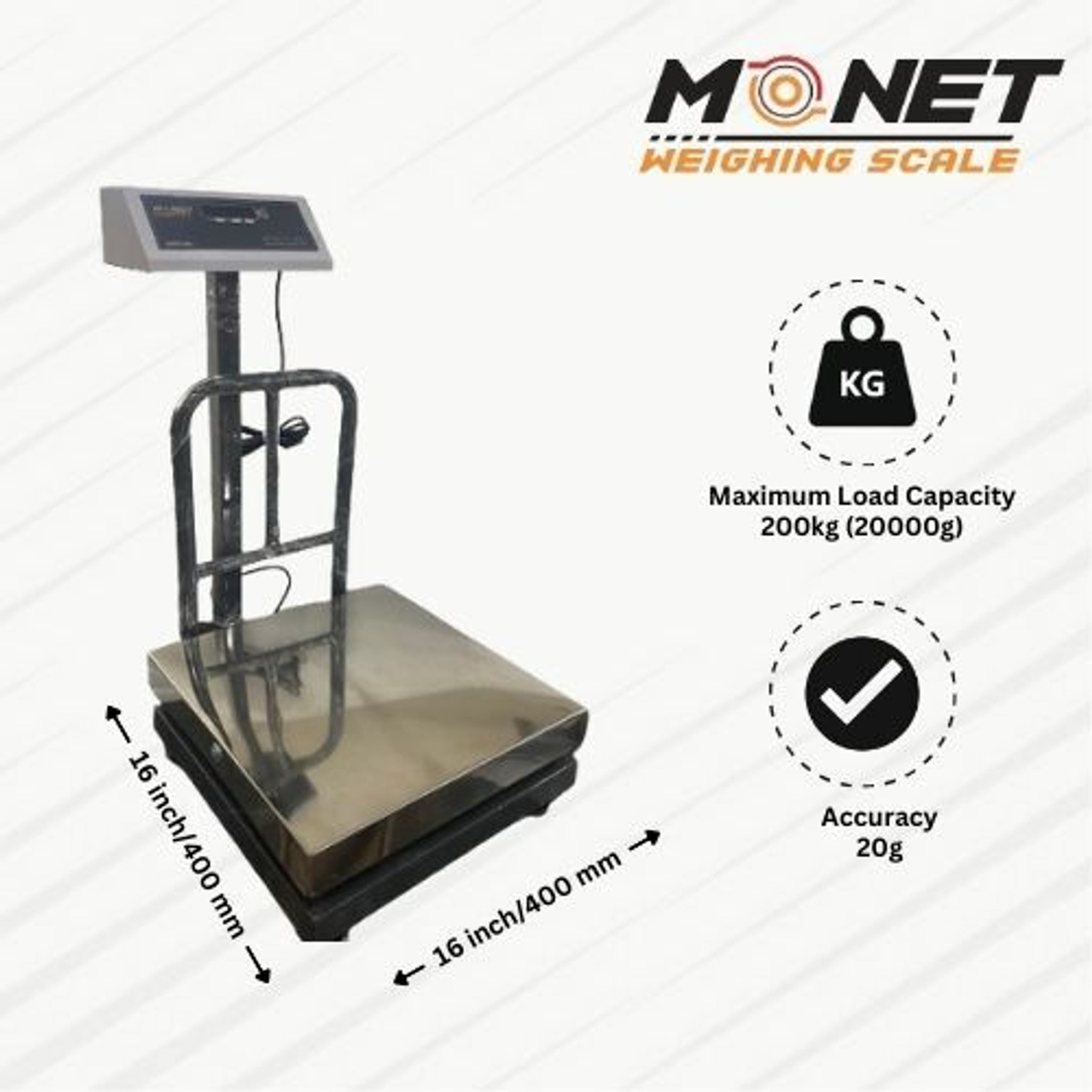 Image of monet international 16*16 inch / 400*400 mm 200KG Weighing Scale