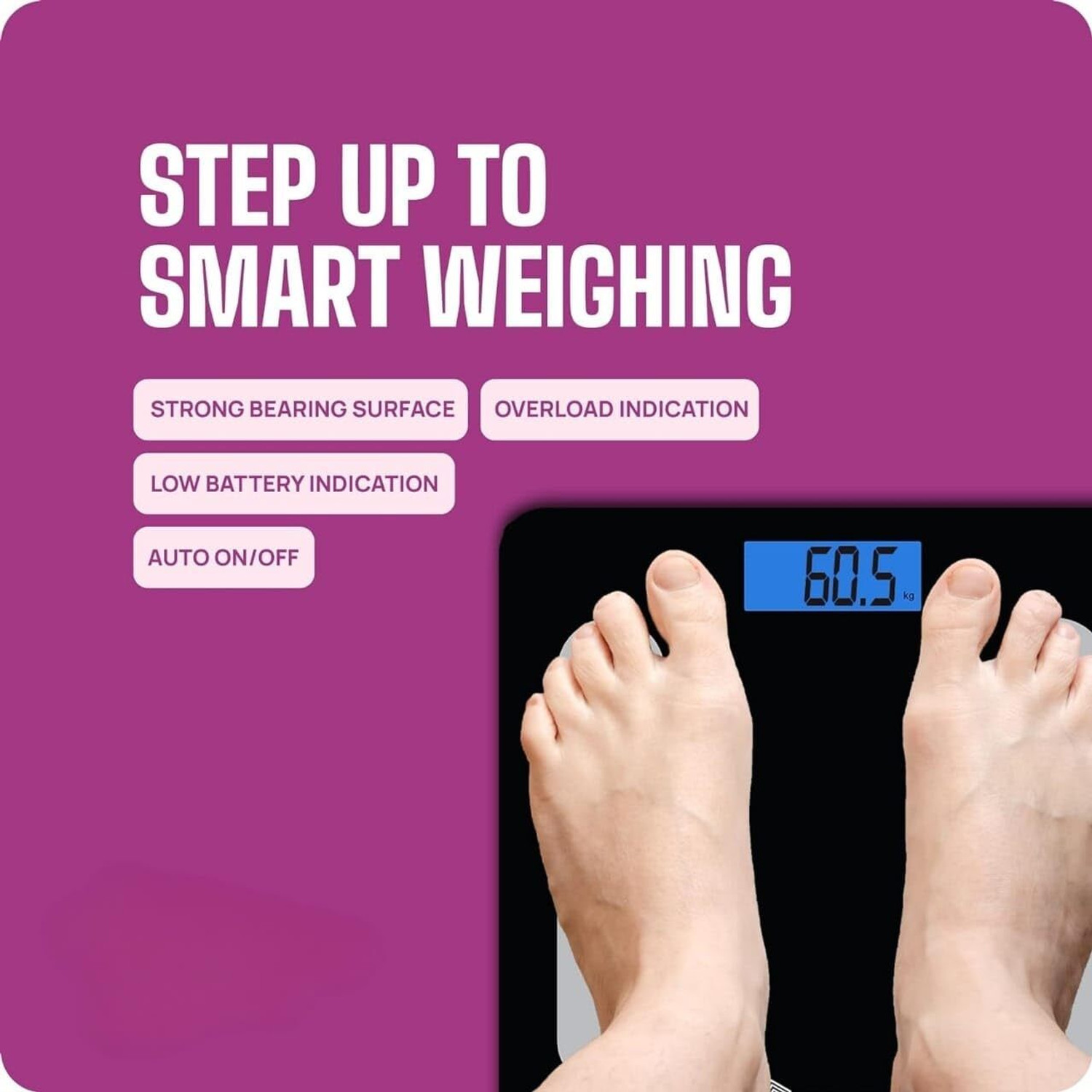 Image of buyease Digital Weighing Scale for Body Weight 180kg Capacity|LCD Display|Weight Machine Weighing Scale