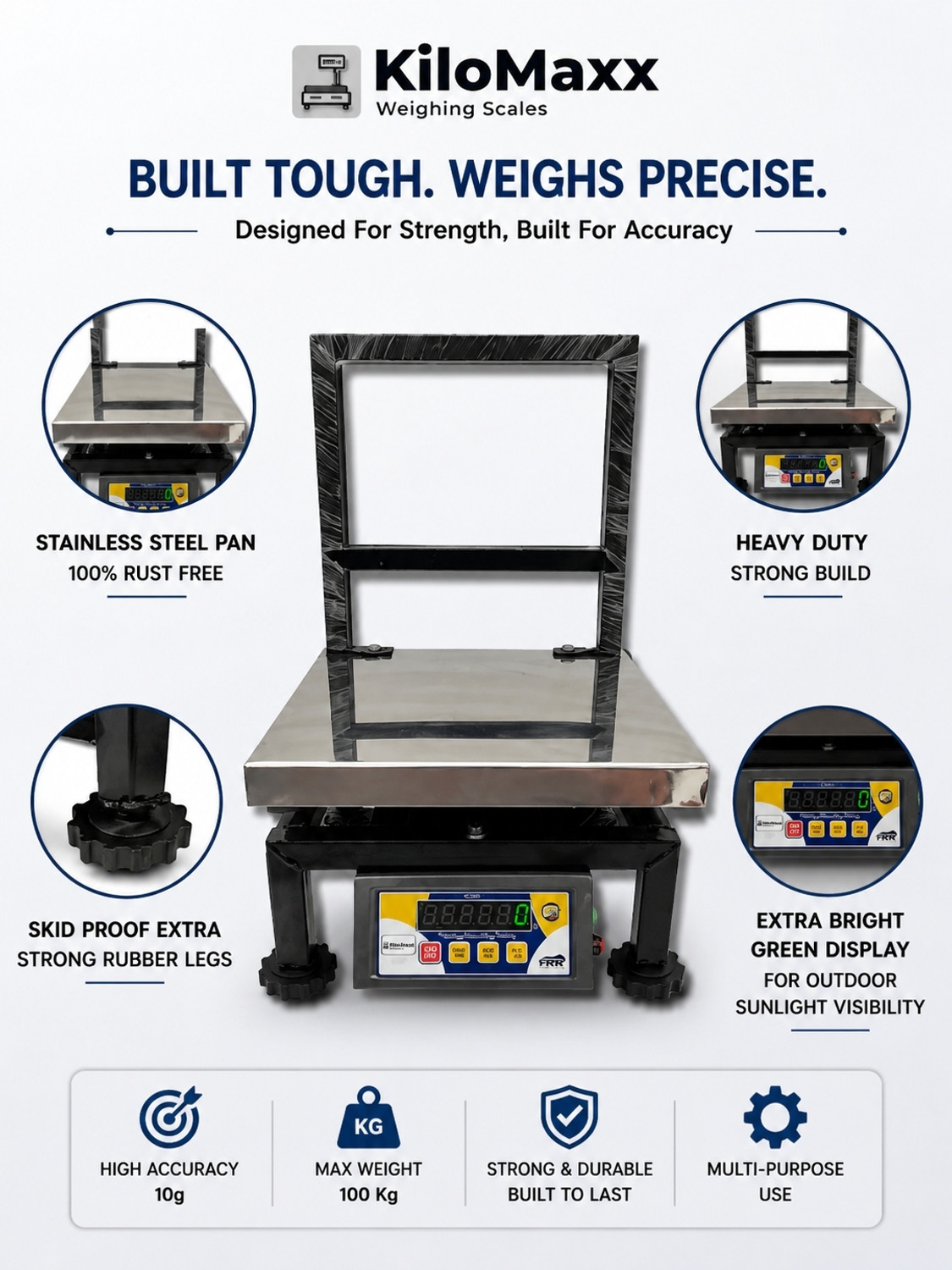 Image of KiloMaxx KM-54 100Kg Heavy-Duty Industrial Scale w / Dual LED Display For Shop & Warehouse Weighing Scale (Multicolor)