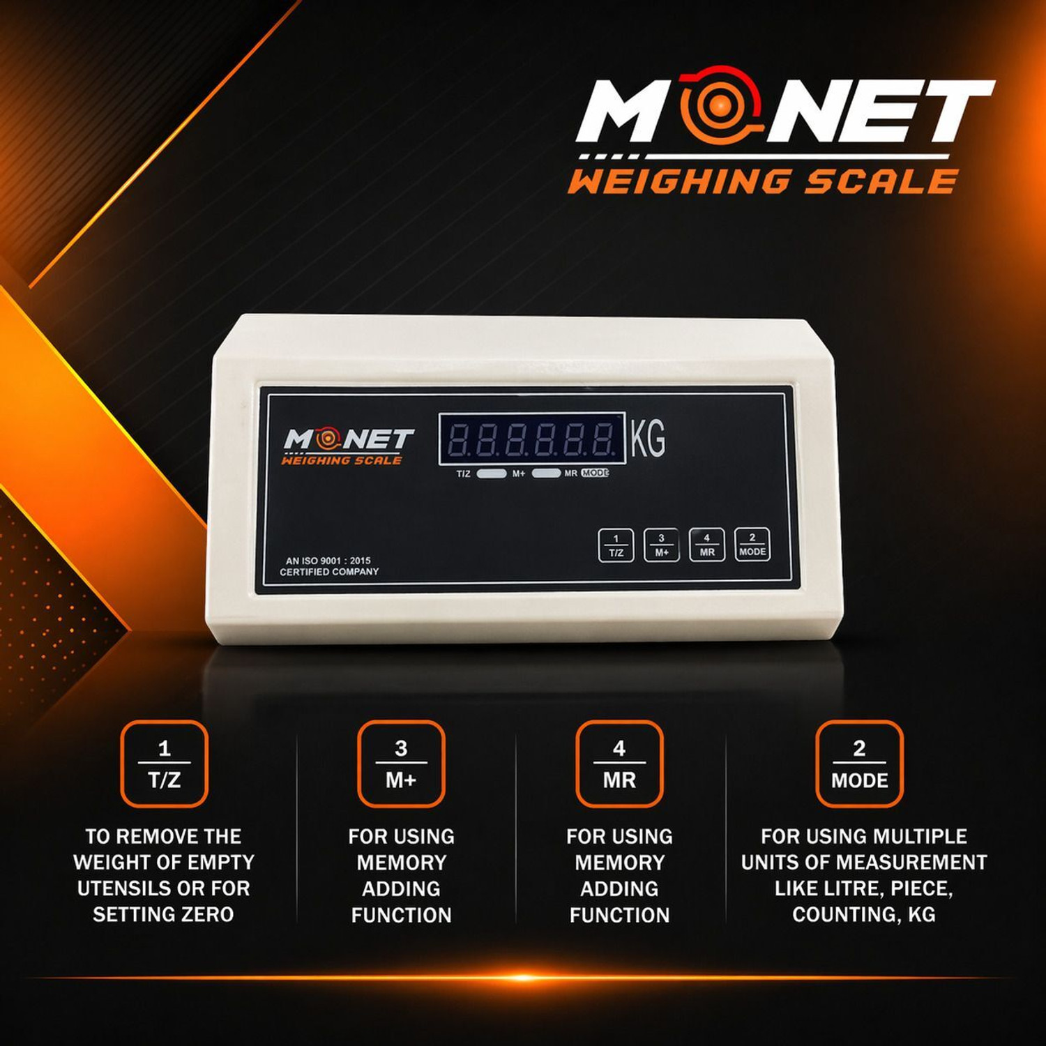 Image of Monet weighing scale 16*16 inch-400*400 mm SS Platform Scale with 2 Days Battery Backup Weighing Scale