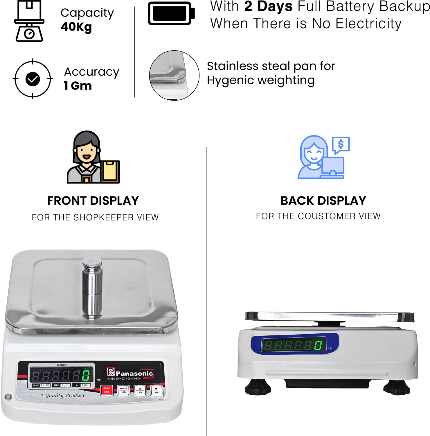 Image of Costco PANASONIC WEIGH MS40K,40Kg with Eco Sense Technology F /B Display Weighing Scale