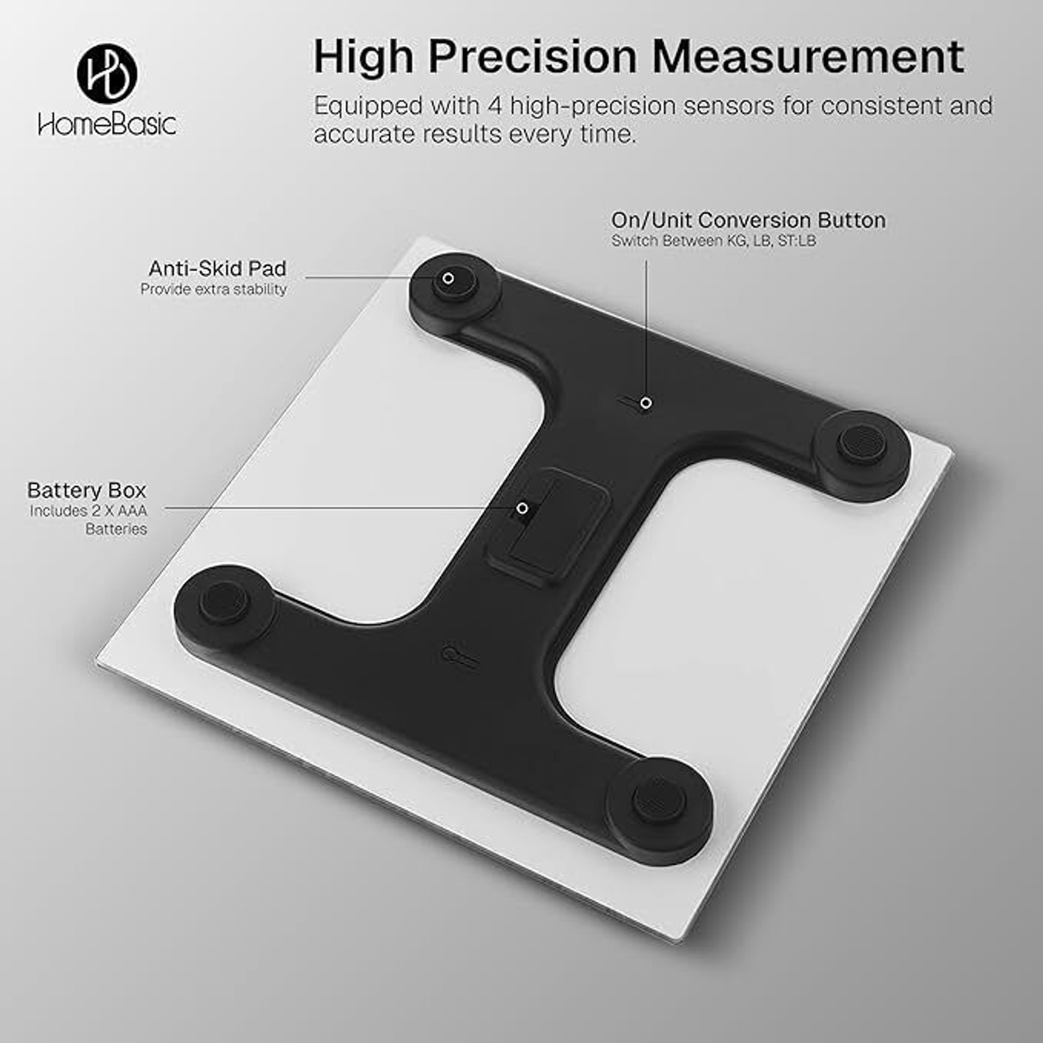 Image of HOMEBASIC Digital Body Weight Machine with LCD Display & 180kg Capacity, Auto On /Off Weighing Scale