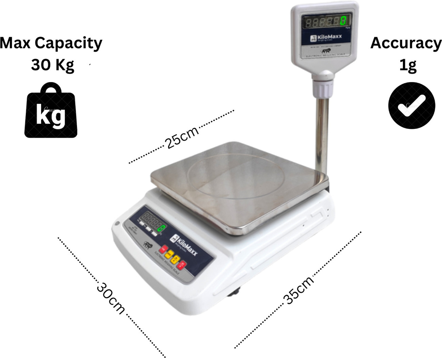 Image of KiloMaxx KM-10, 30Kg With Front and Pole Display For Shop Kirana Industrial Uses Weighing Scale