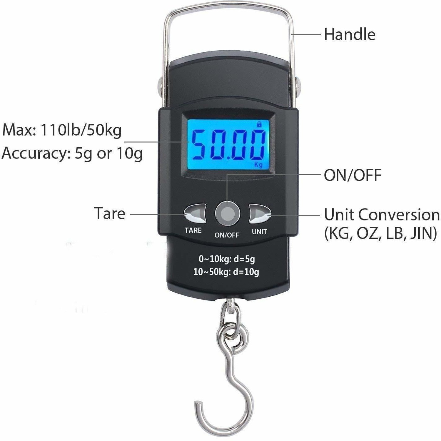 Image of TodayAndCo 50 kg Hook Type Digital Led Screen Portable Luggage Weighing Scale Pack Of 1 Pc Weighing Scale