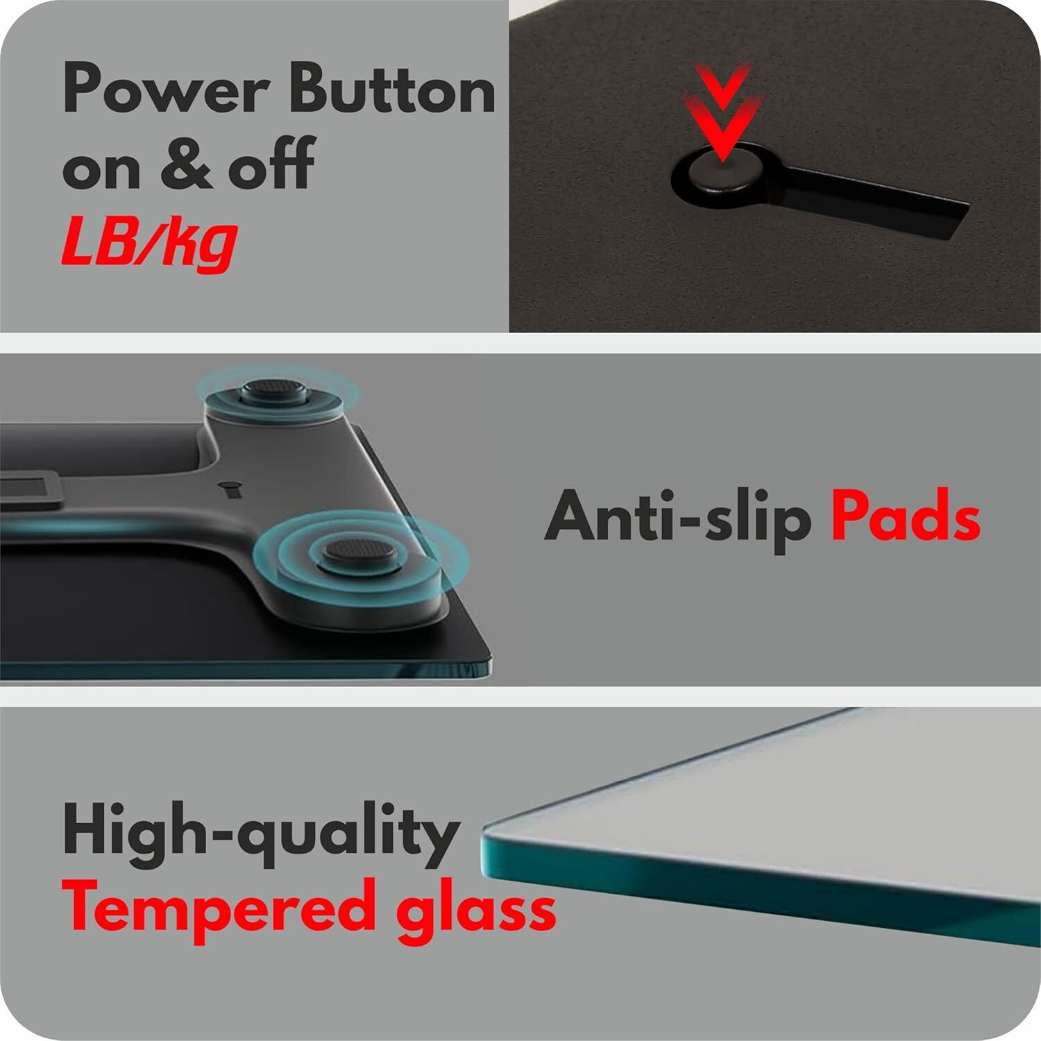 Image of Omara Digital Body Weight Scale 180kg LCD Display Glass Bathroom Scale Black Weighing Scale