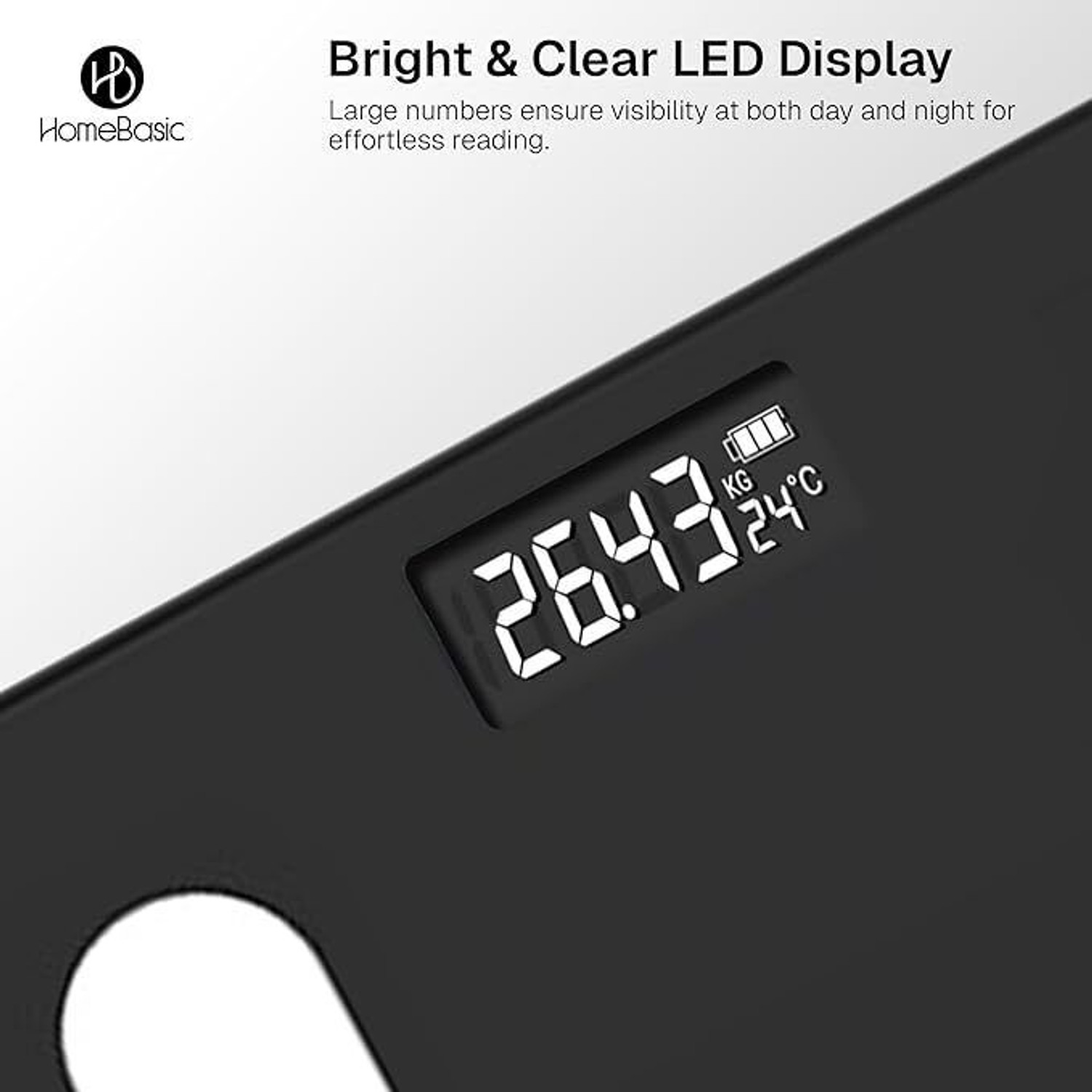 Image of HOMEBASIC Digital Body Weight Machine with LCD Display & 180kg Capacity, Auto On /Off Weighing Scale