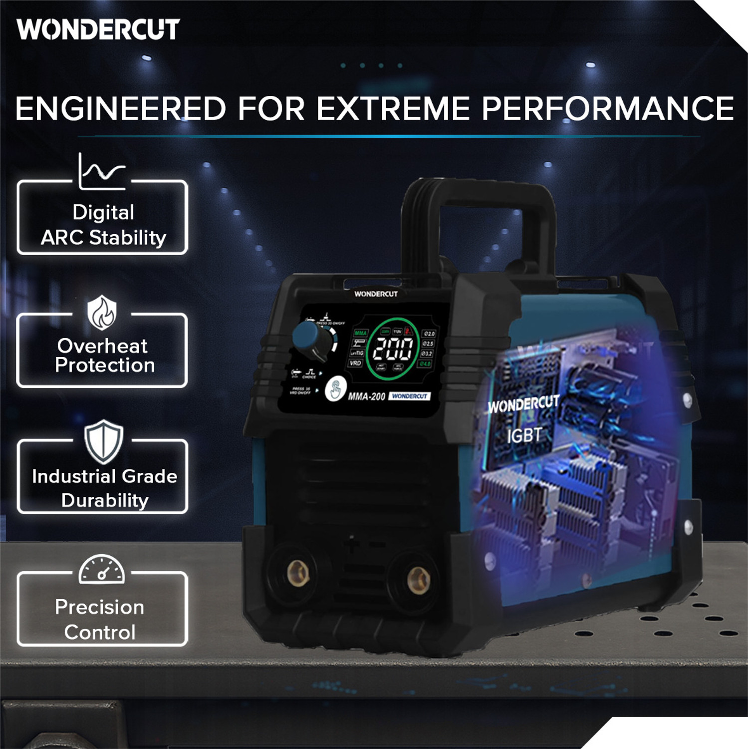Image of WONDERCUT 200A|VRD Anti-Shock Safety|ARC Control| Advanced Touch Panel, WC-MMA200-B (IGBT) Inverter Welding Machine
