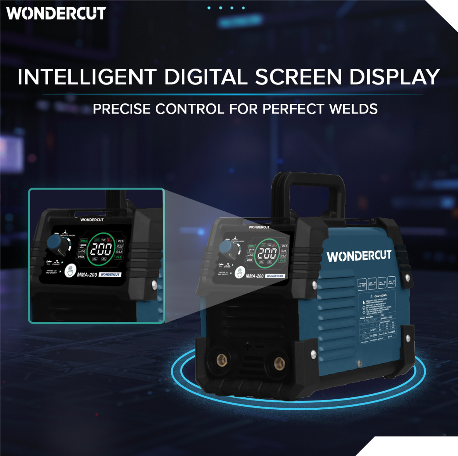 Image of WONDERCUT 200A|VRD Anti-Shock Safety|ARC Control| Advanced Touch Panel, WC-MMA200-B (IGBT) Inverter Welding Machine