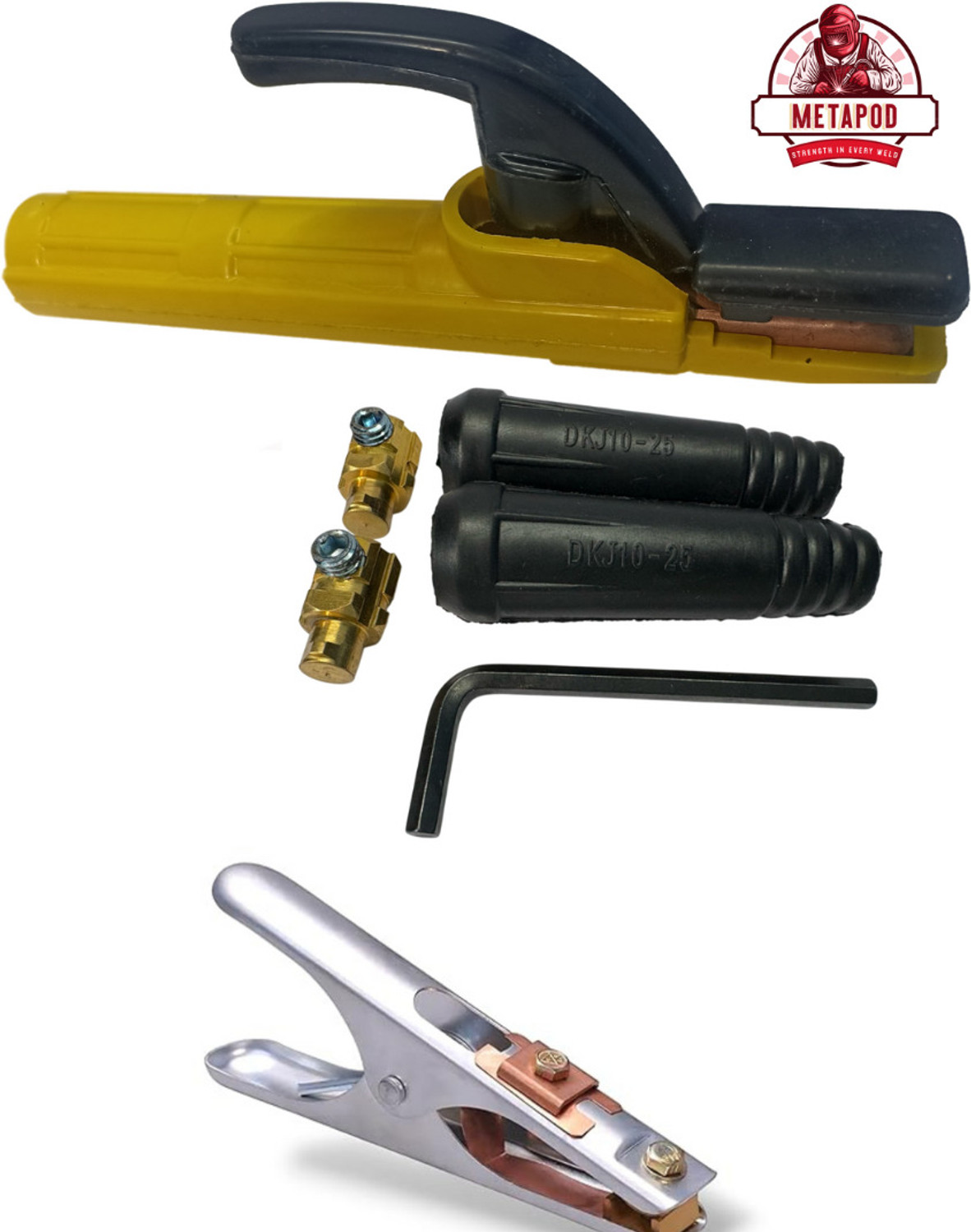 Image of METAPOD Male Connector With Electrode Holder,Earth Clamp & Alignment Key Set Used for Inverter Welding Machine