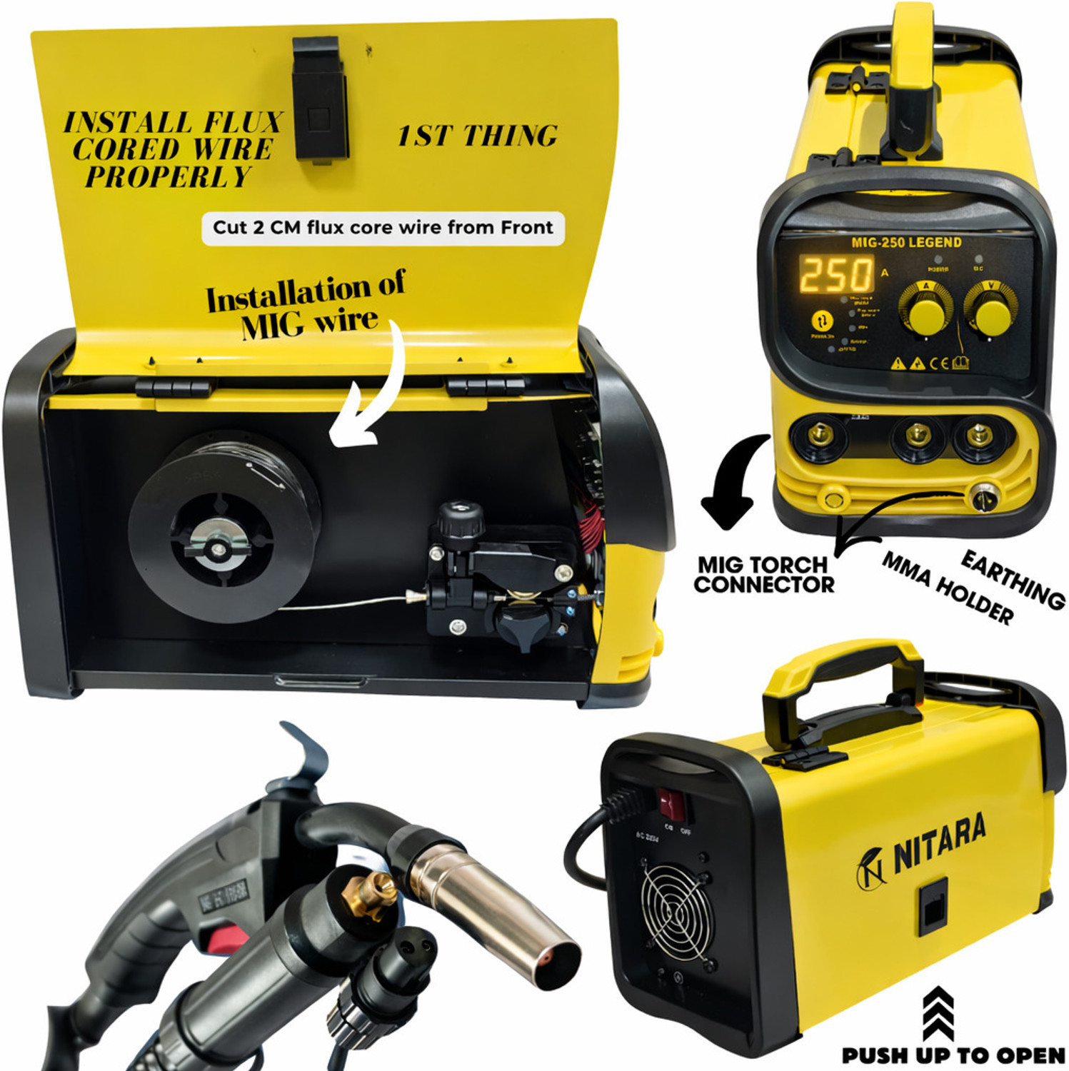 Image of Nitara MMA 250 Gasless MIG 4 in 1 MIG, ARC and Lift TIG Welding Machine 0.8mm Wire Inverter Welding Machine